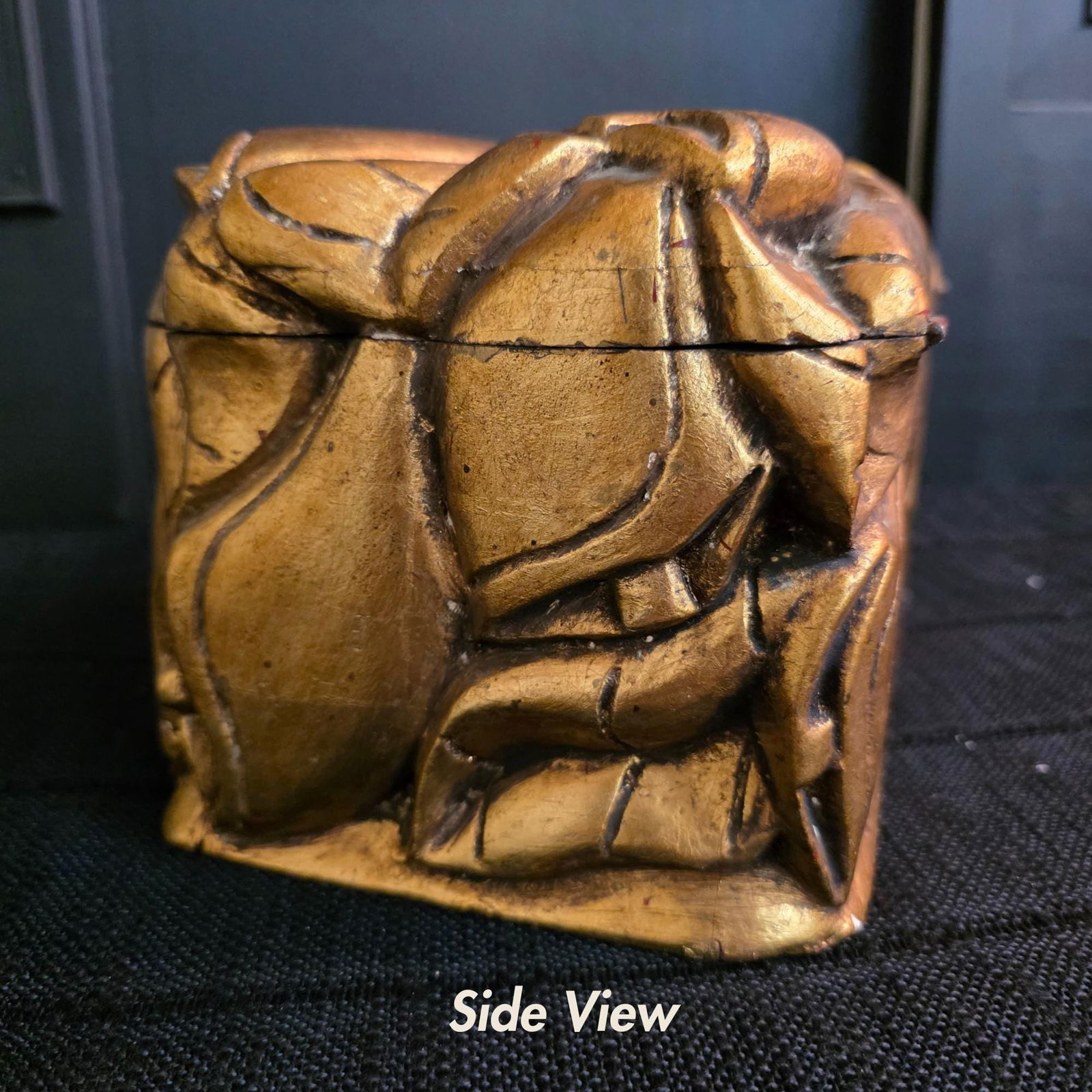 Vintage Italian Gilt Carved Wood Box: Hollywood Regency Jewelry Chest - 7