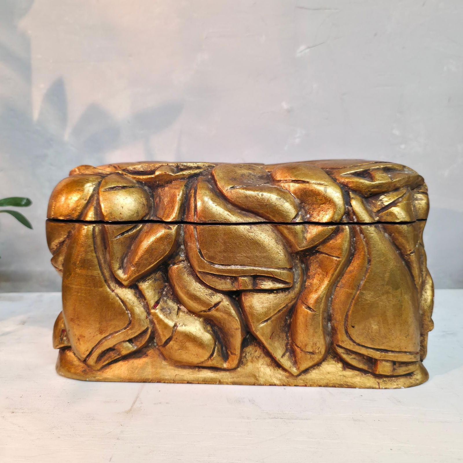 Vintage Italian Gilt Carved Wood Box: Hollywood Regency Jewelry Chest - 8