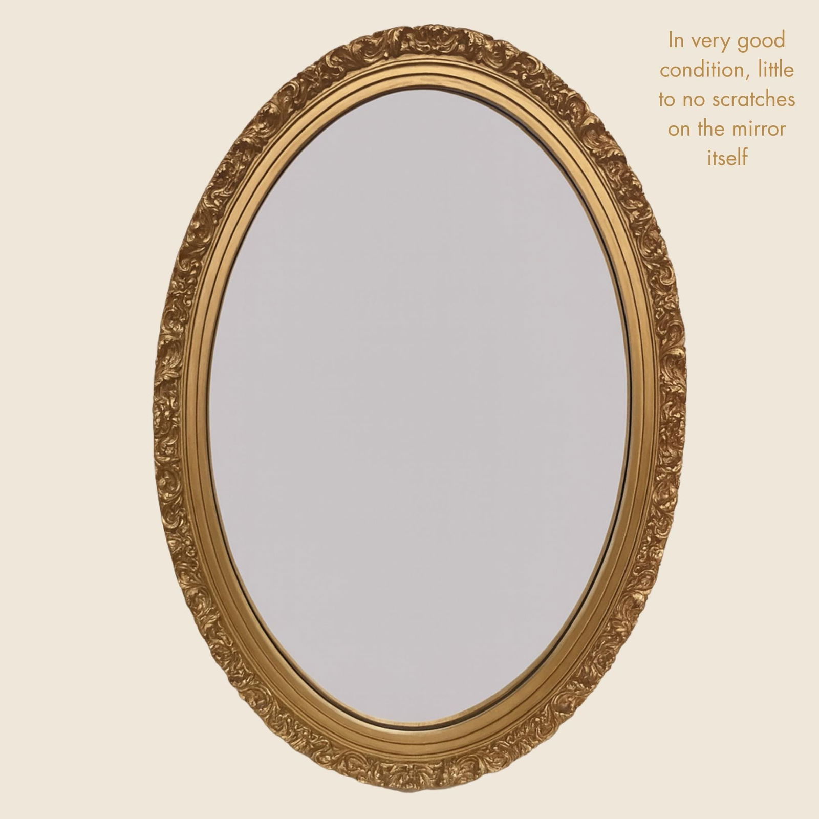 Vintage Gold Oval Rococo Mirror: Ornate Hollywood Regency Wall Decor - 10