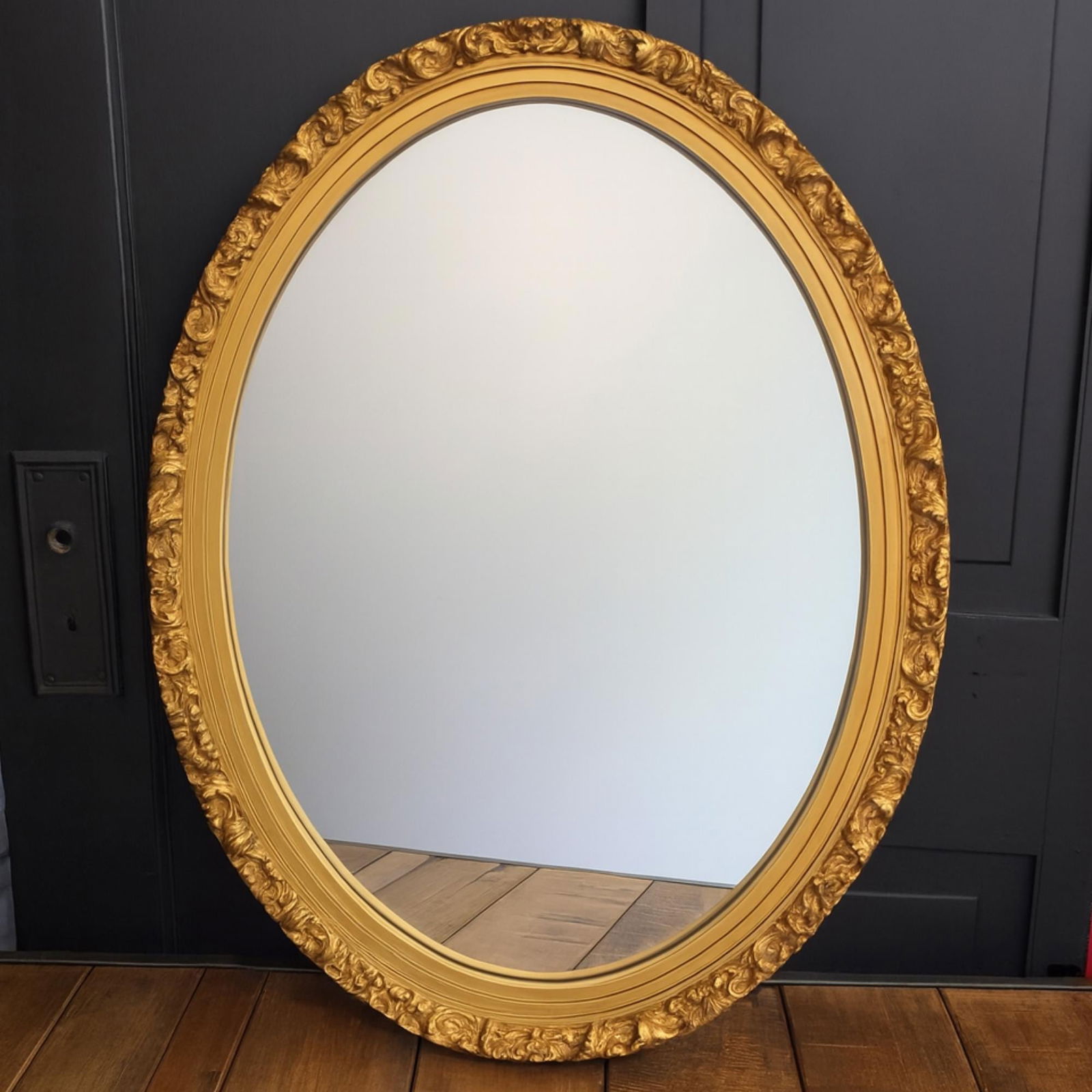 Vintage Gold Oval Rococo Mirror: Ornate Hollywood Regency Wall Decor (1 of 10)