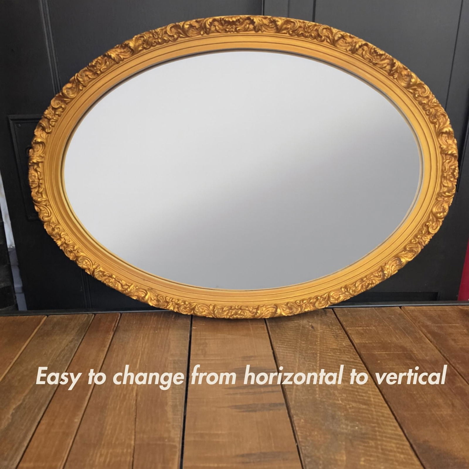Vintage Gold Oval Rococo Mirror: Ornate Hollywood Regency Wall Decor - 3