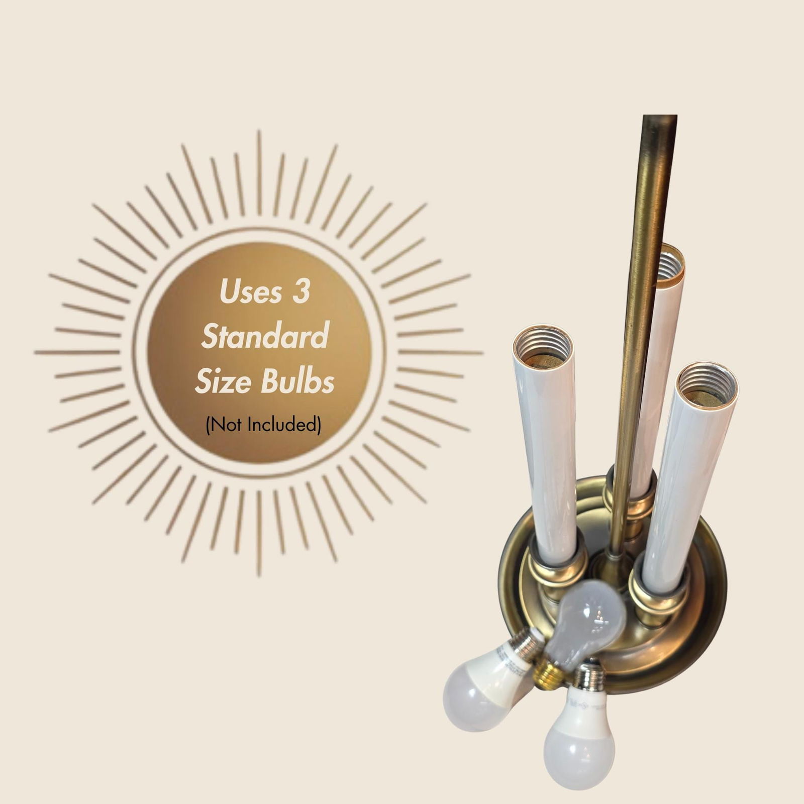 Vintage Brass Table Lamp Original Metal Shade Studycore Office Desk Decor Mid-Century 3-Light - 6