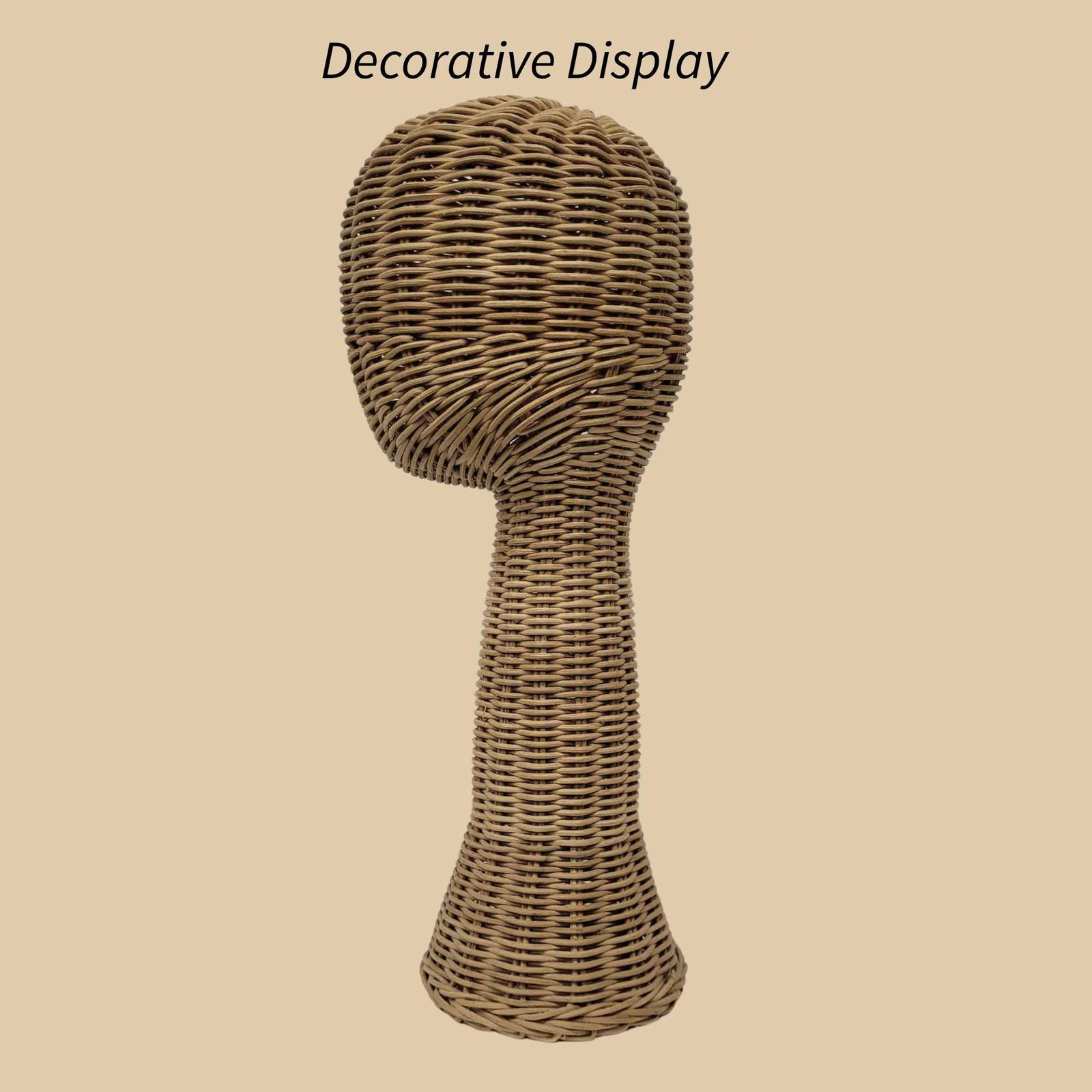 Vintage Wicker Mannequin Head: Boho Hat Display, Boutique Wig Stand - 2
