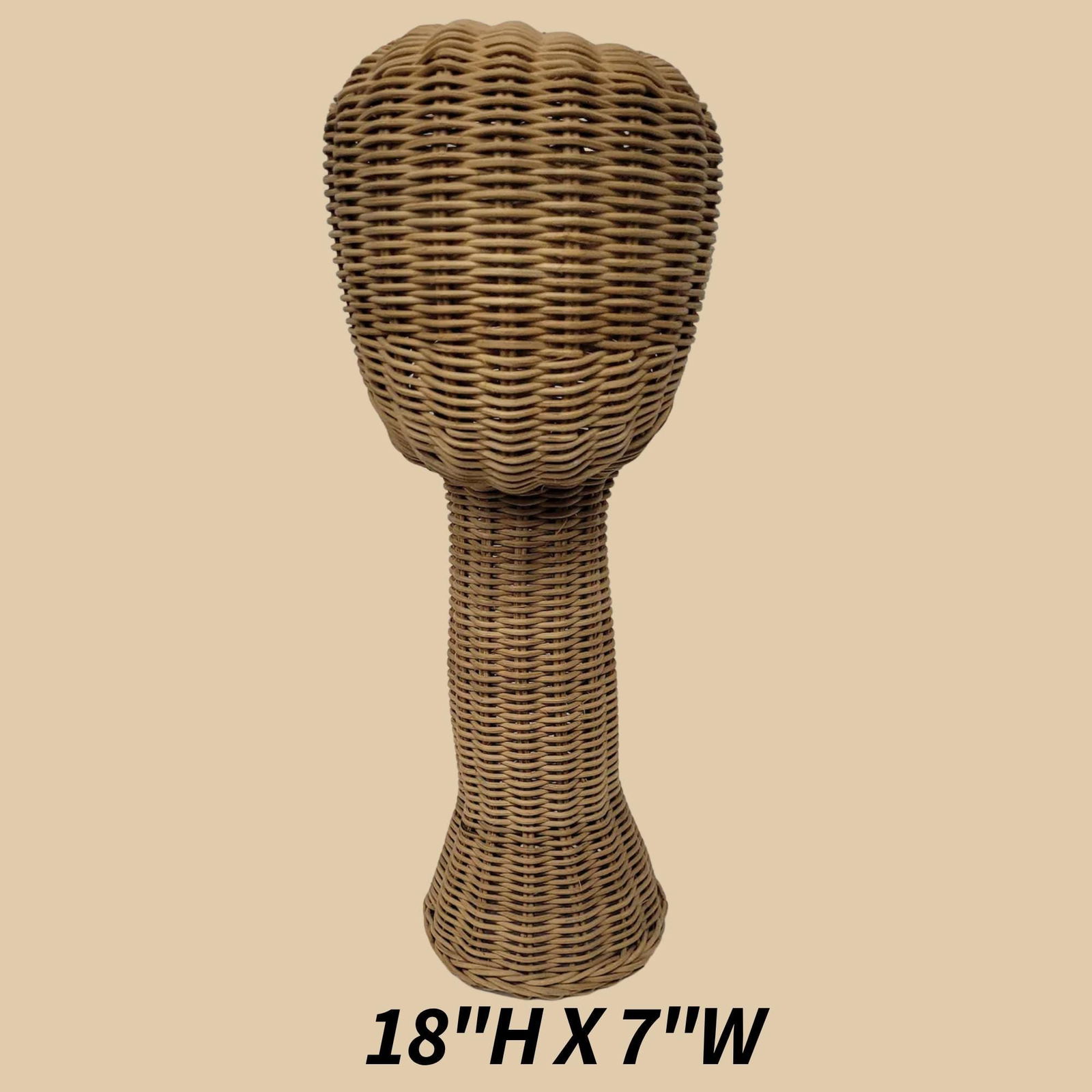 Vintage Wicker Mannequin Head: Boho Hat Display, Boutique Wig Stand - 4