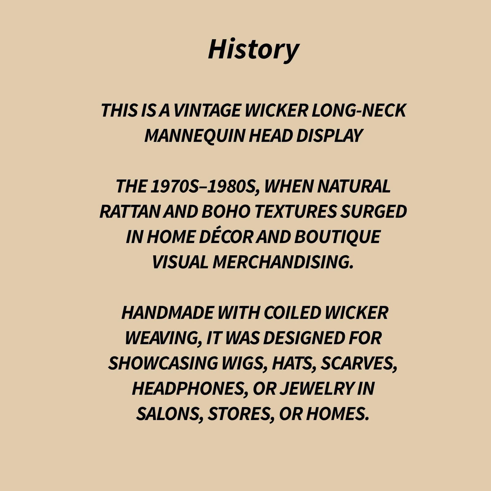 Vintage Wicker Mannequin Head: Boho Hat Display, Boutique Wig Stand - 8