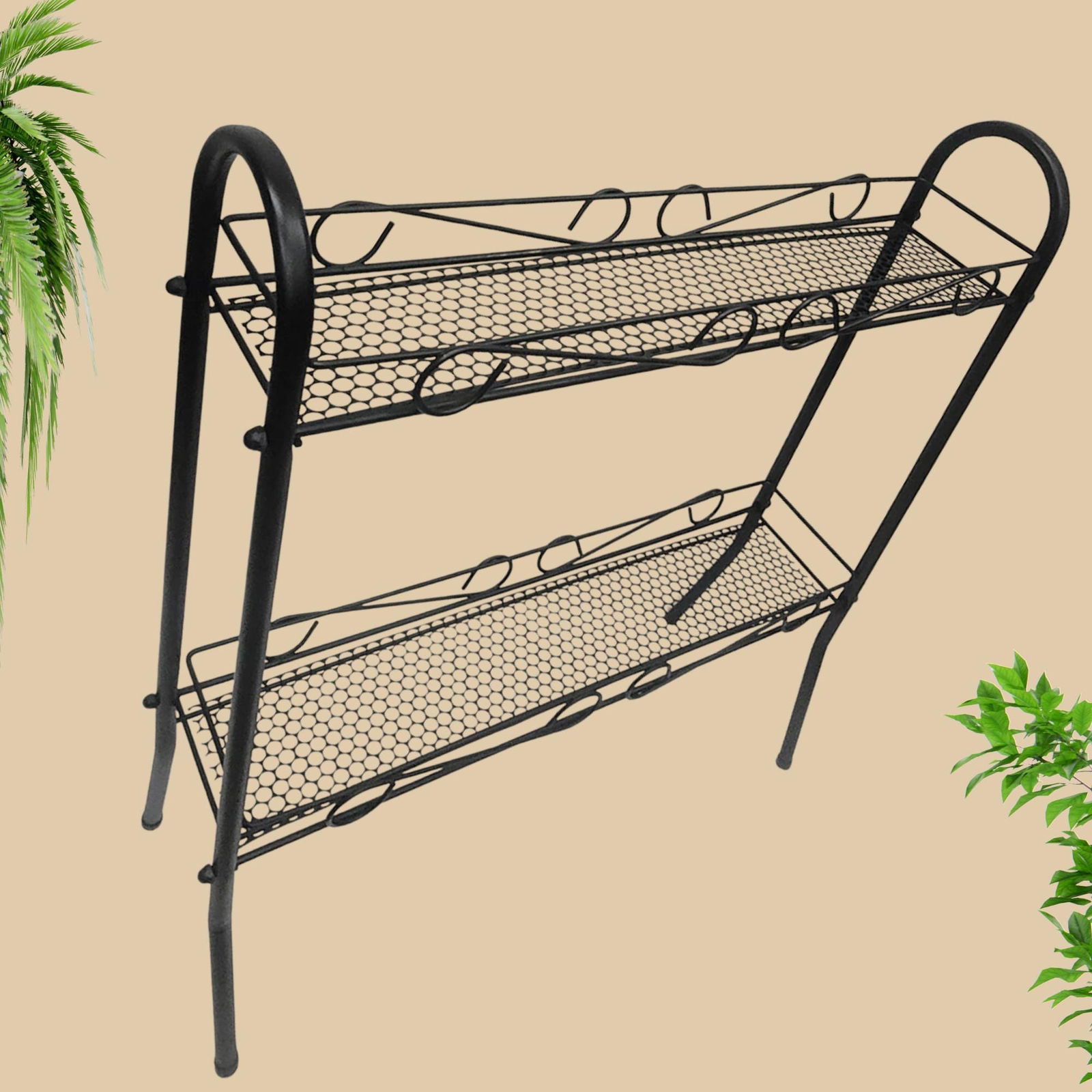 Vintage Atomic Plant Stand Shelf Entryway Table small narrow 2 tier Mategot era Minimalist Home: Title: Vintage Atomic Plant Stand Shelf Entryway Table small narrow 2 tier Mategot era Minimalist Home Decor Description: Vintage Atomic Plant Stand Mesh Metal Atomic Shelf, a perfect small narrow she