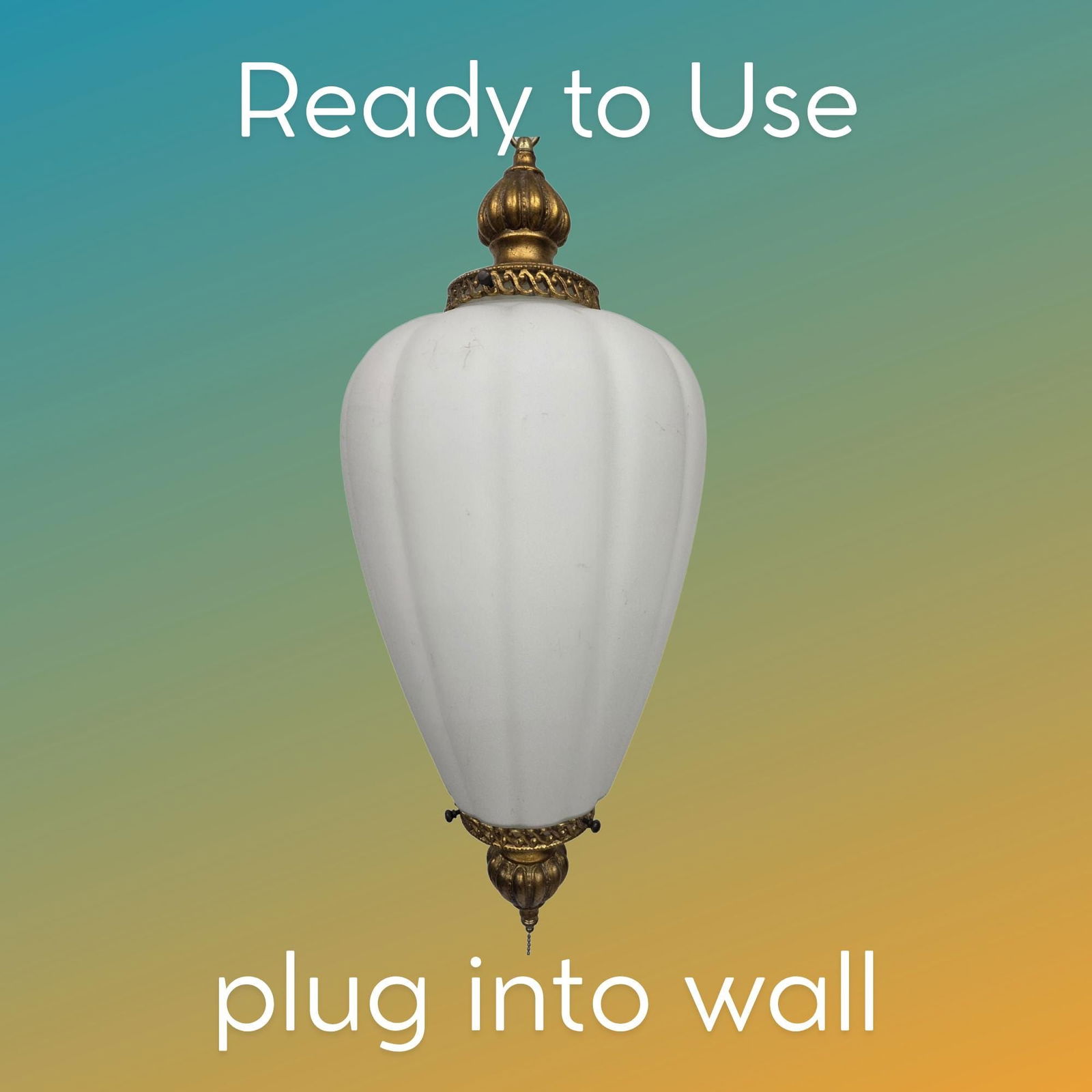 Vintage Hollywood Regency Swag Lamp Glass Globe BOHO Lighting Plug in Chic Style - 4