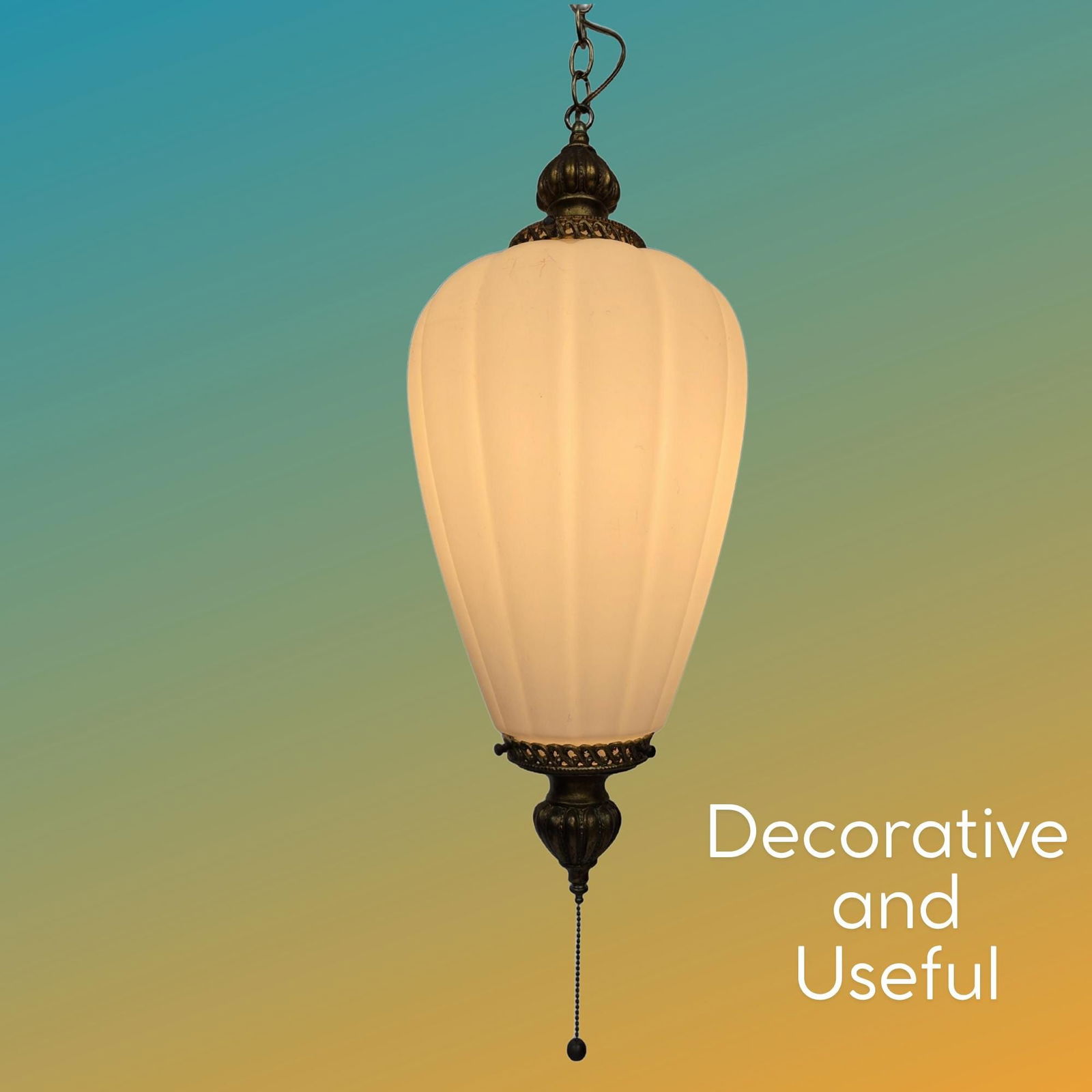 Vintage Hollywood Regency Swag Lamp Glass Globe BOHO Lighting Plug in Chic Style - 5