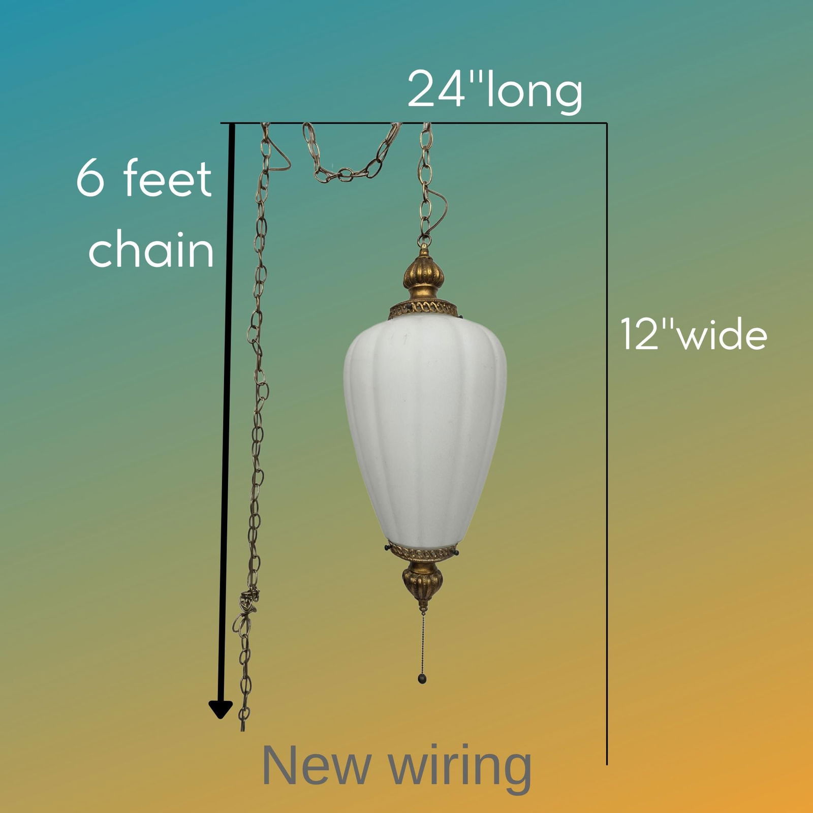 Vintage Hollywood Regency Swag Lamp Glass Globe BOHO Lighting Plug in Chic Style - 6