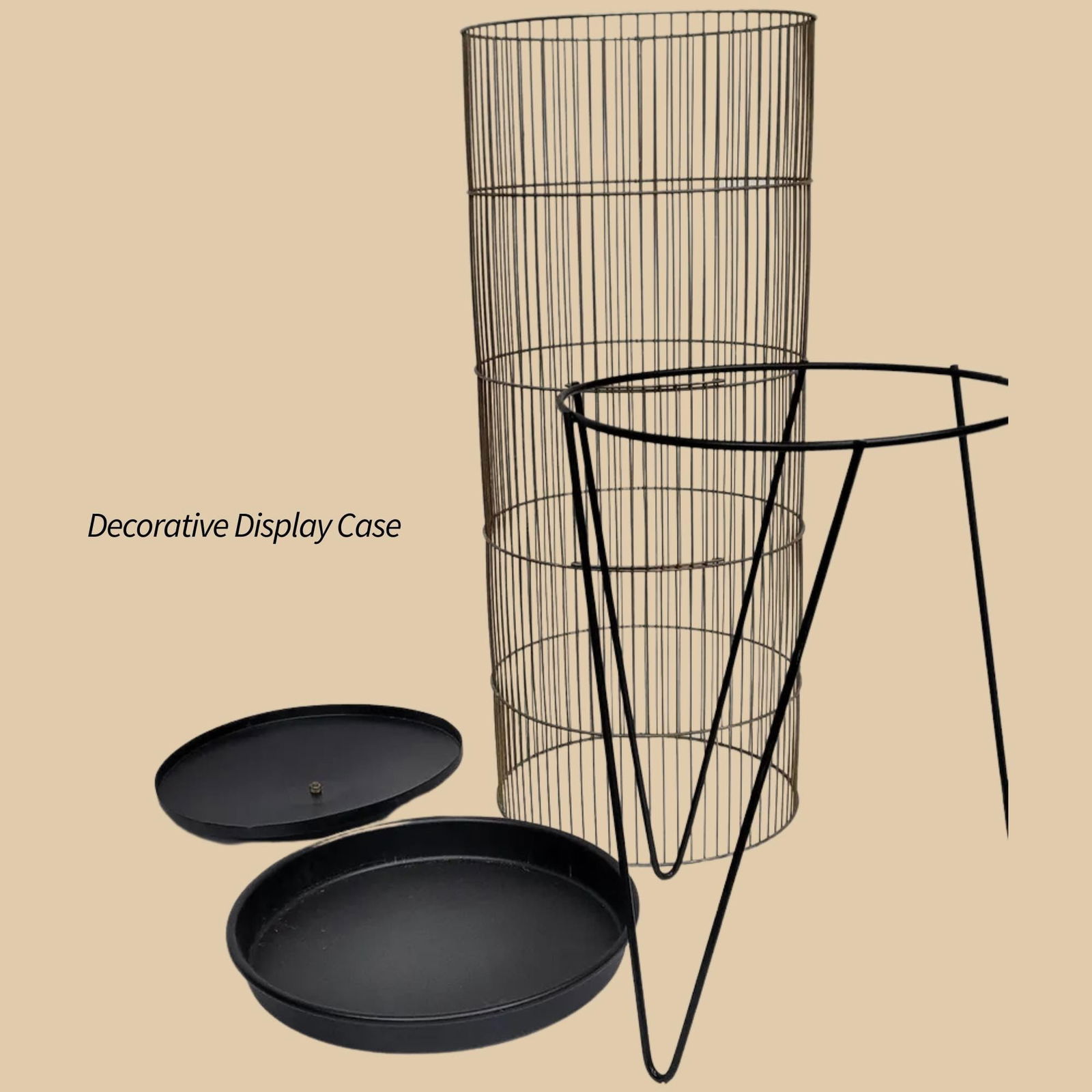 Vintage Gold Metal Bird Cage: 48" Atomic Aviary, Hollywood Regency Decor - 4