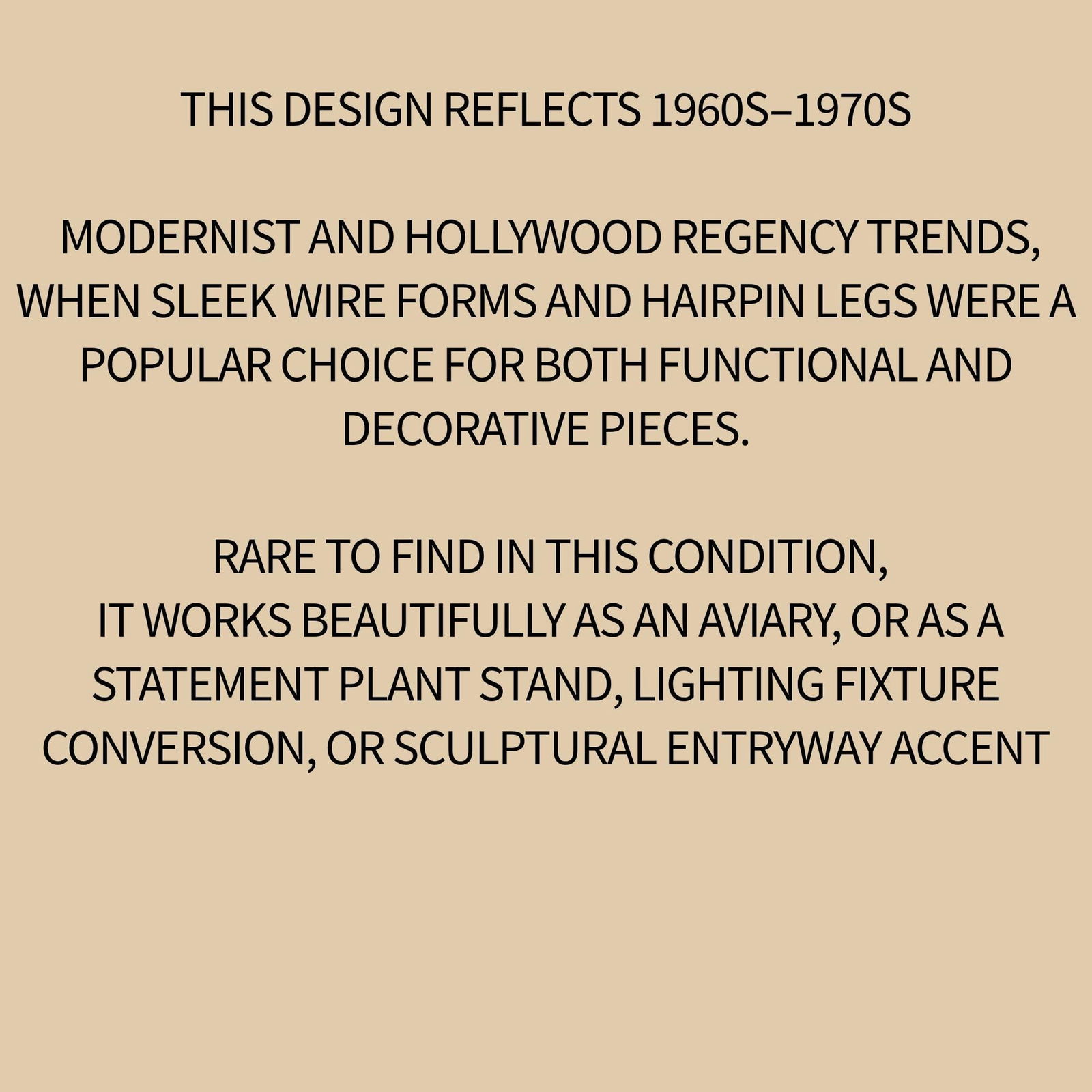 Vintage Gold Metal Bird Cage: 48" Atomic Aviary, Hollywood Regency Decor - 5