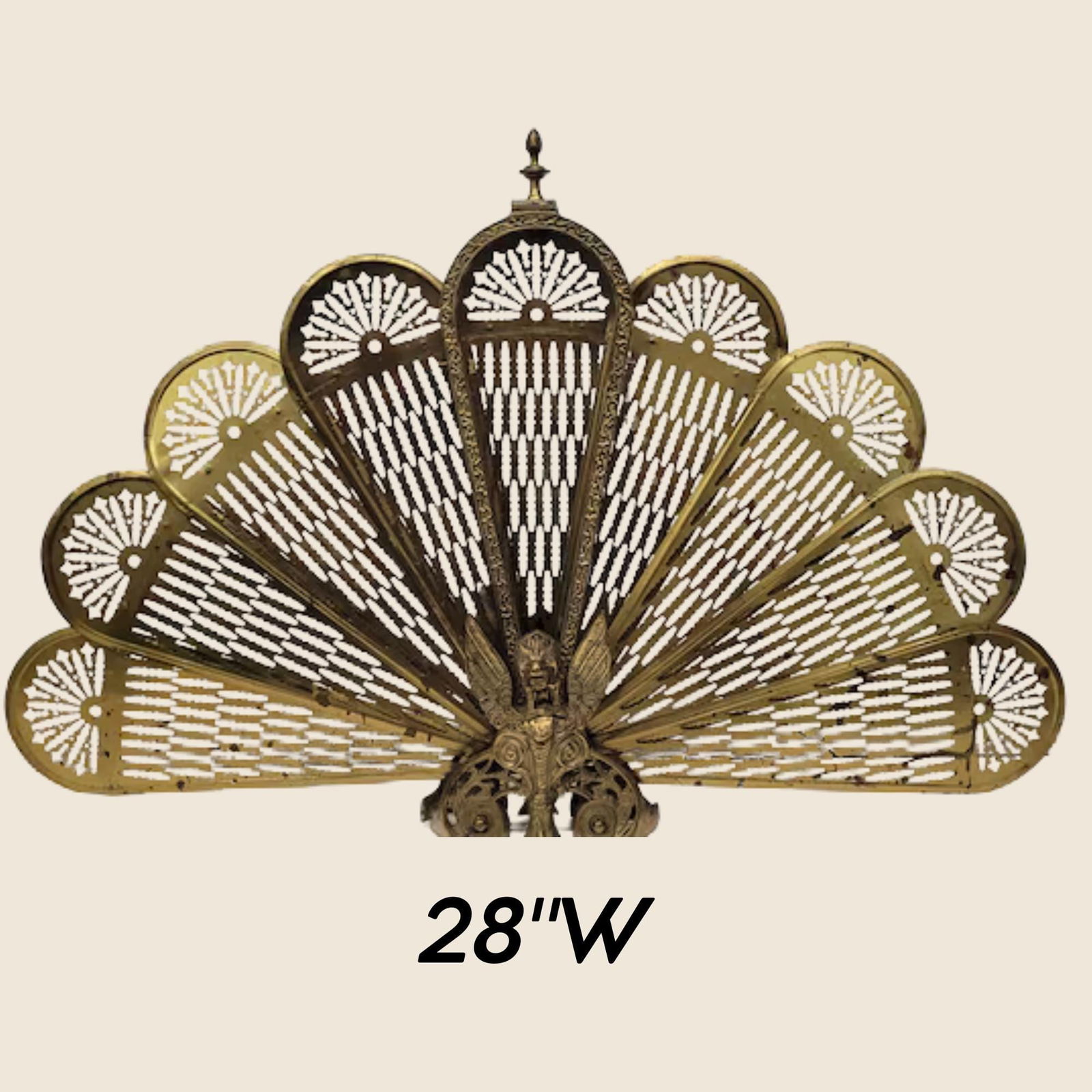Vintage Brass Peacock Fireplace Screen: Hollywood Regency Fire Guard - 2