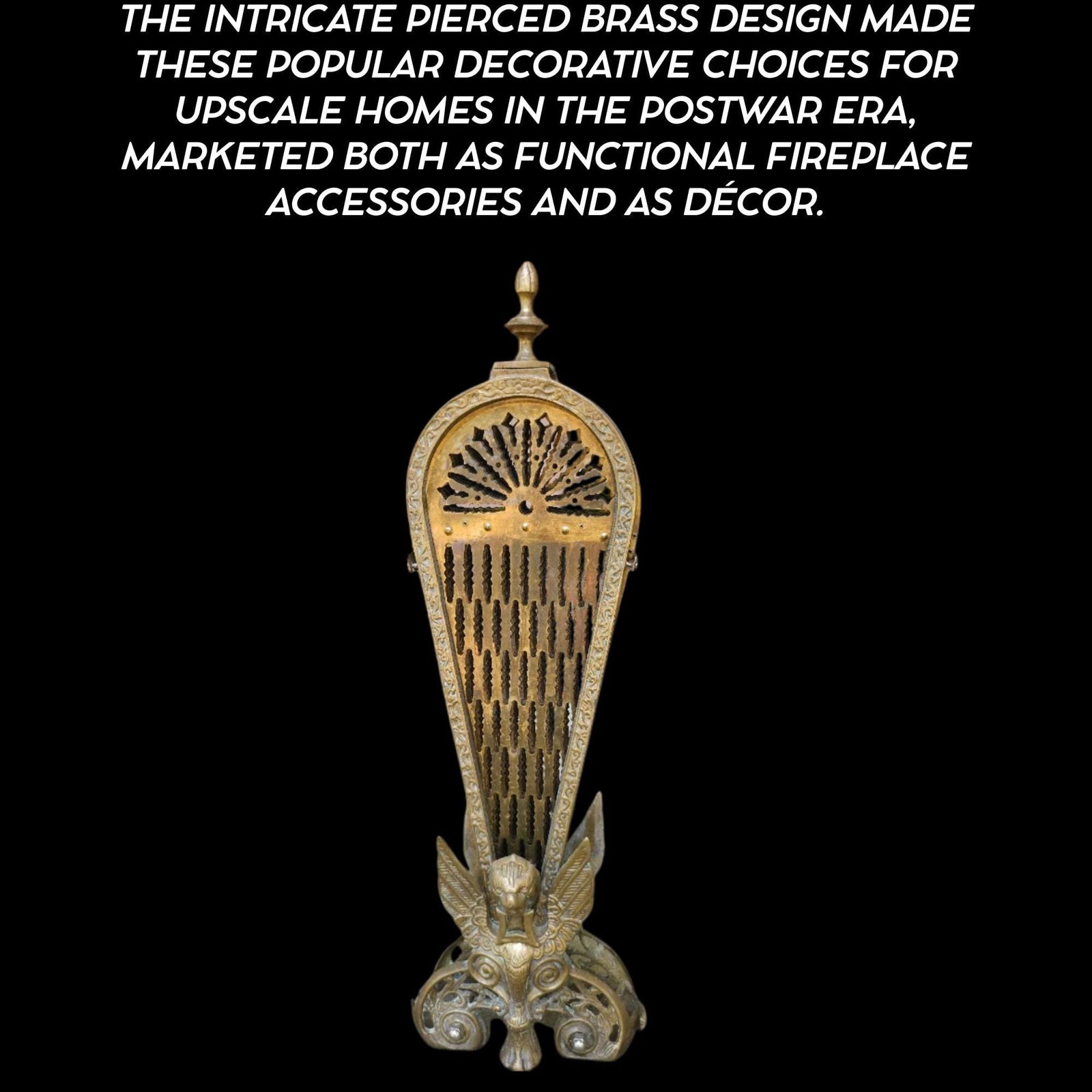 Vintage Brass Peacock Fireplace Screen: Hollywood Regency Fire Guard - 9