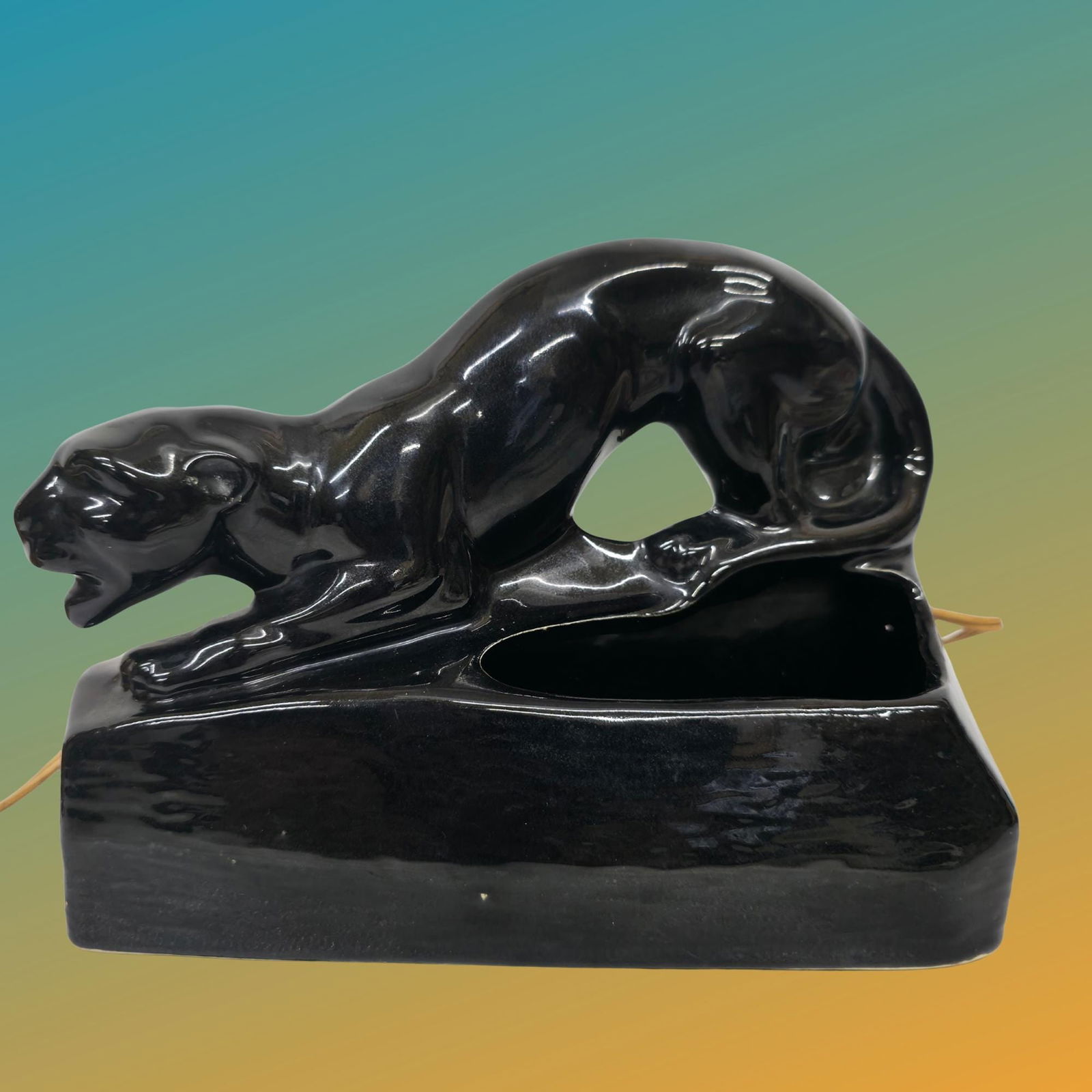 Vintage Black Panther TV Lamp: 1950s Art Deco MCM Jungle Glam Decor (1 of 10)