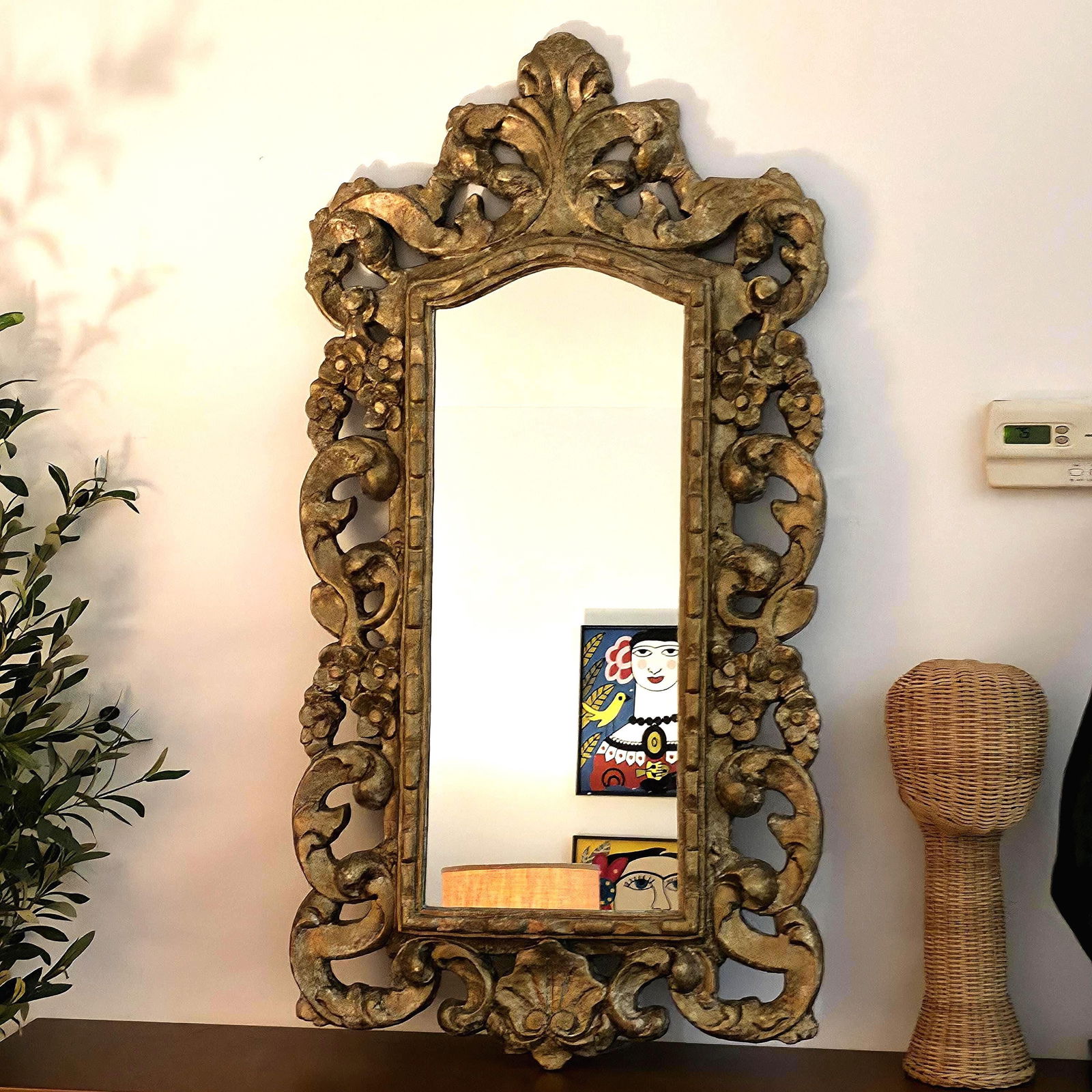Vintage Rococo Revival Gold Wall Mirror 45â€ Large Ornate French Provincial (1 of 10)