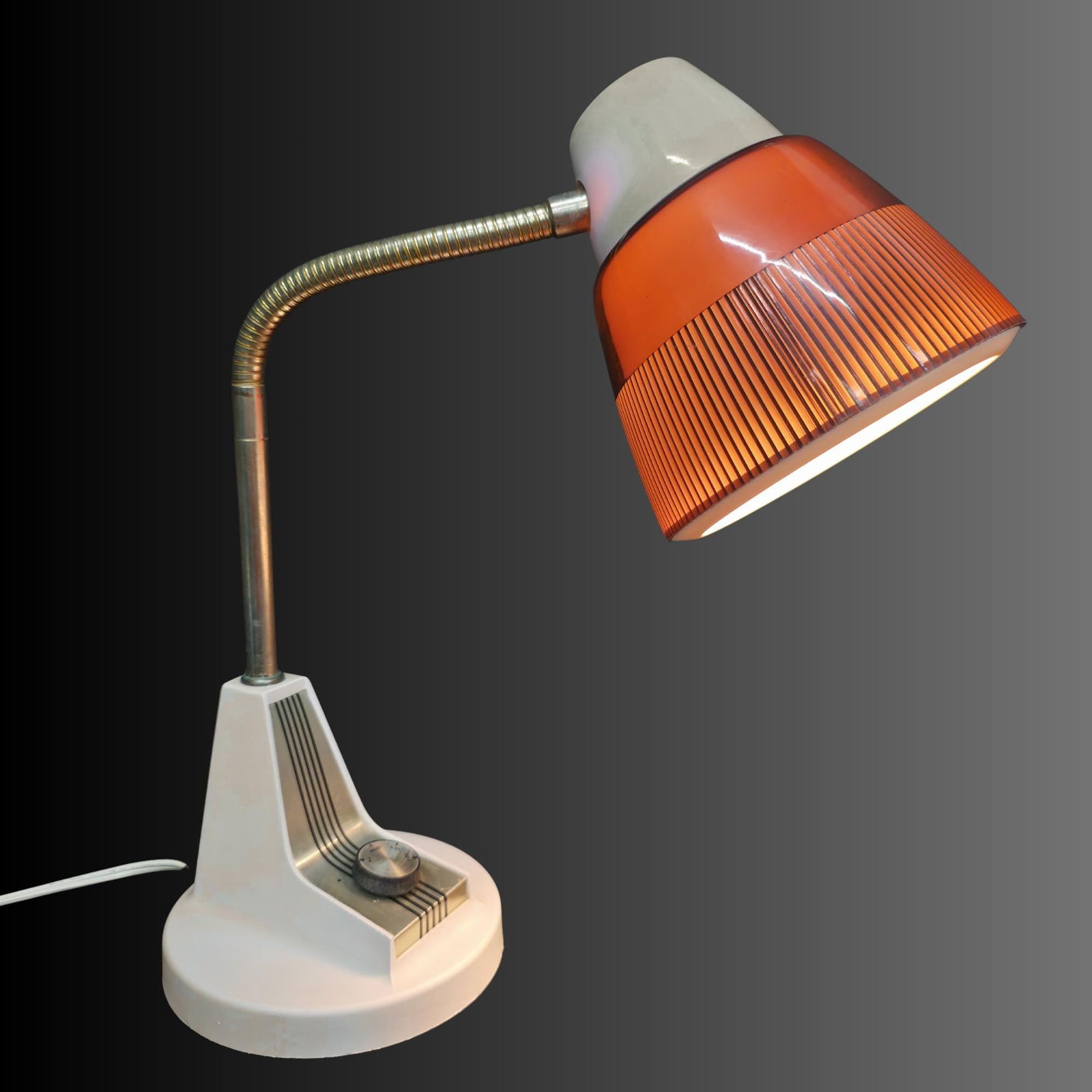 Mid Century Gooseneck Desk Lamp Action-Lite Vintage Task Light Ribbed Acrylic Shade 3-Speed Dimmer | (1 of 10)