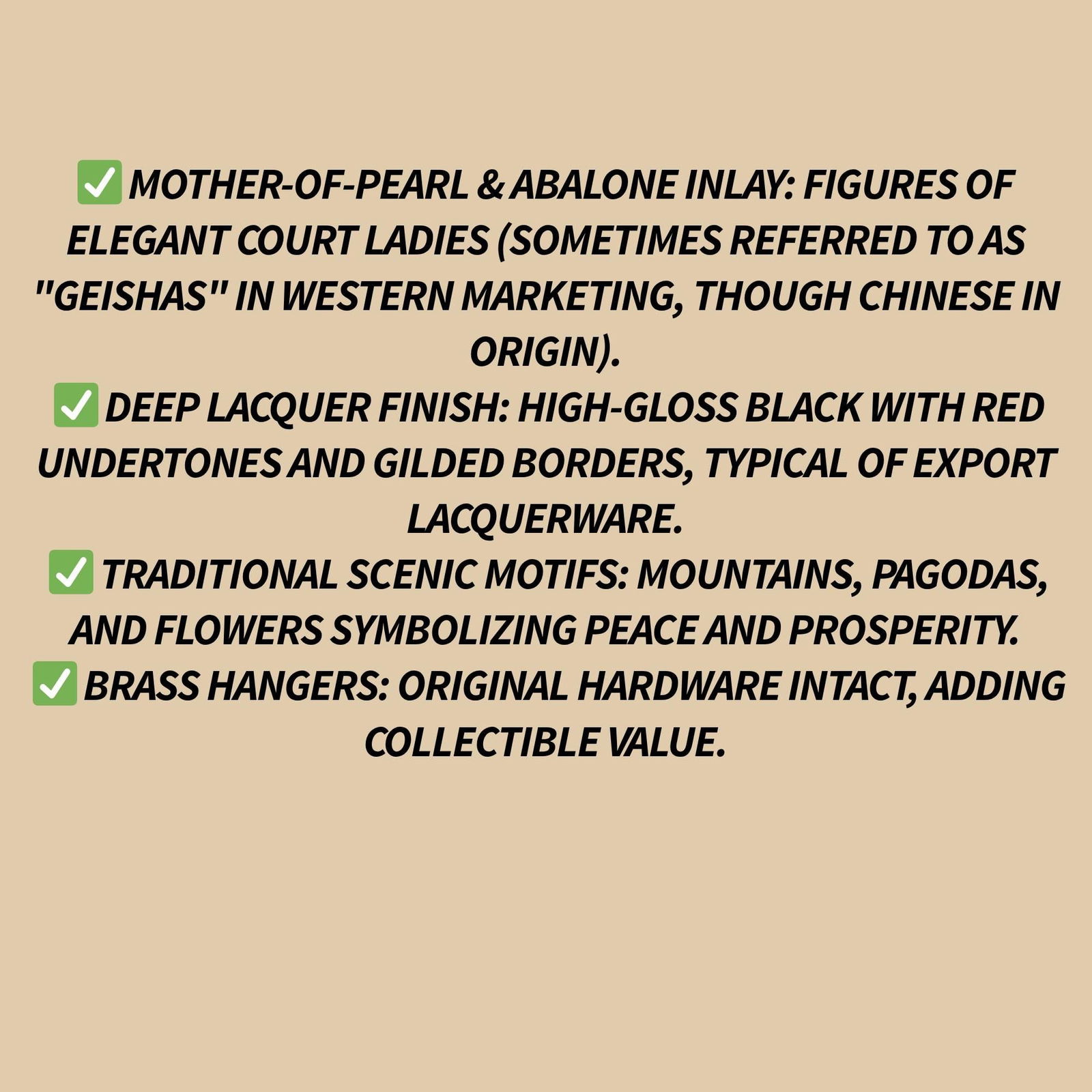 Vintage Asian Wall Hanging Panels Pair Black Lacquer 36" Art Court Ladies Oriental Decor - 6