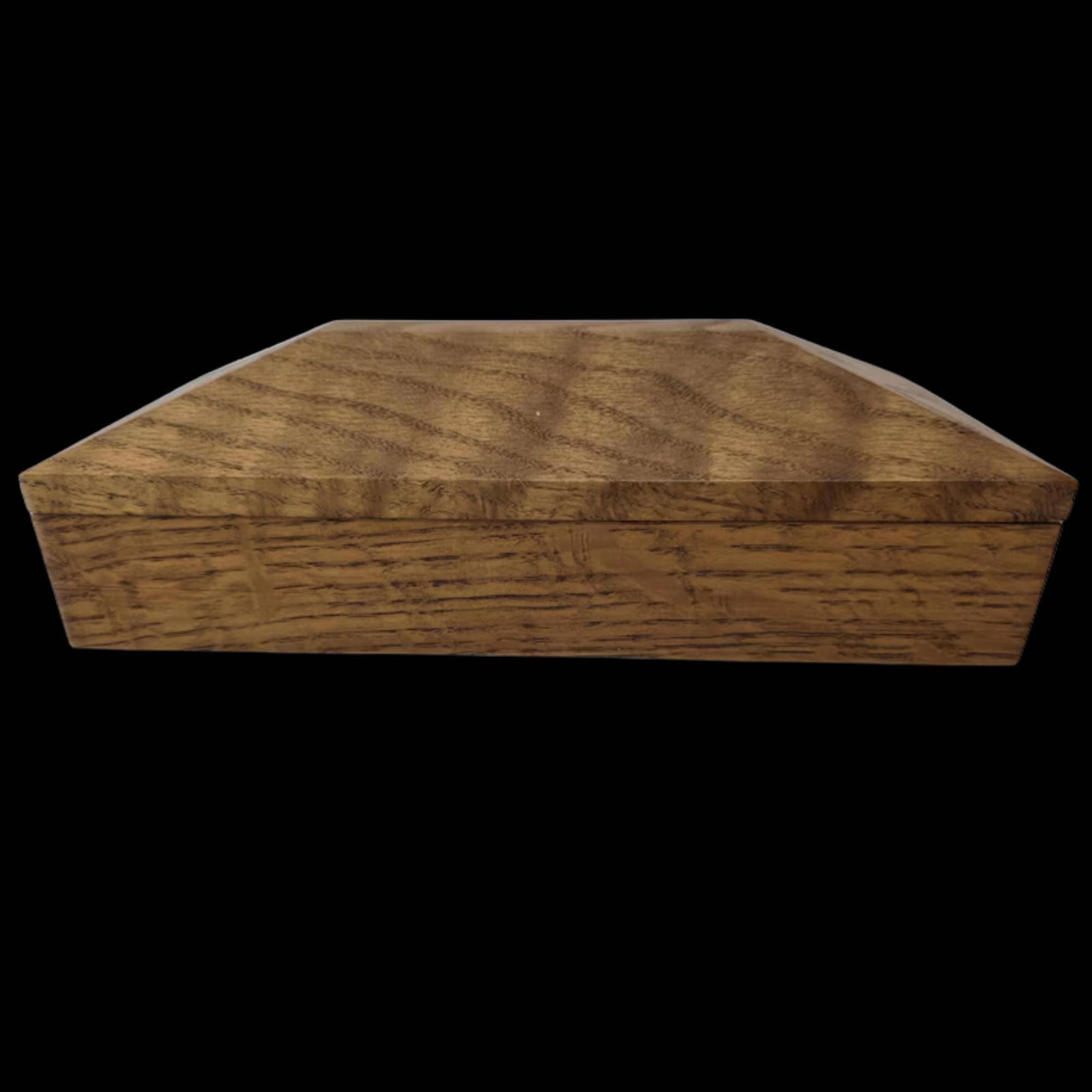 Vintage Trinket Box Oak Wooden Handmade Jewelry Keepsake Holder Beveled Pyramid Lid - 2