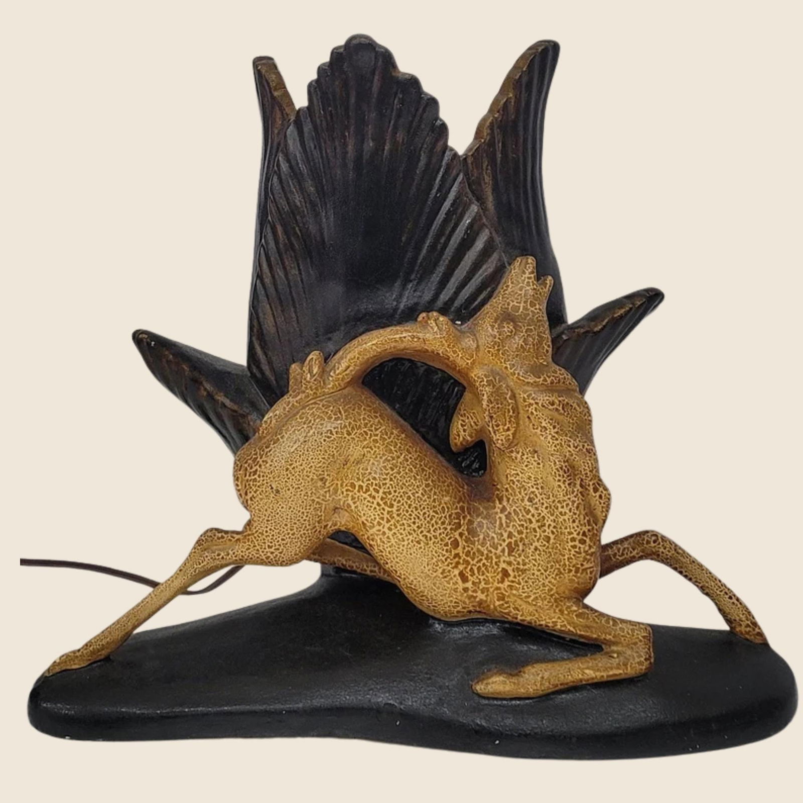 Vintage TV Lamp Mid Century Modern Chalkware Table Light Atomic Era 1950s Animal Art: Title: Vintage TV Lamp Mid Century Modern Chalkware Table Light Atomic Era 1950s Animal Art Description: RARE 1950s Antelope TV Lamp Mid Century Modern Masterpiece Step back into the golden age of Ame