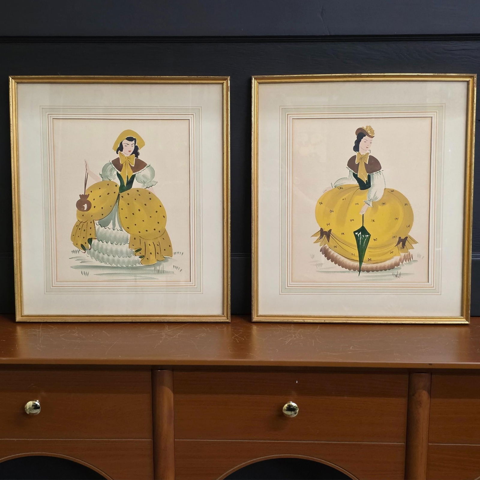 Vintage Mid Century Fashion Prints Set of 2 Giltwood Frames Wall Art French Cottagecore & Hollywood: Title: Vintage Mid Century Fashion Prints Set of 2 Giltwood Frames Wall Art French Cottagecore & Hollywood Regency Decor Description: Vintage Mid Century Fashion Prints Set of 2 Giltwood Frames,