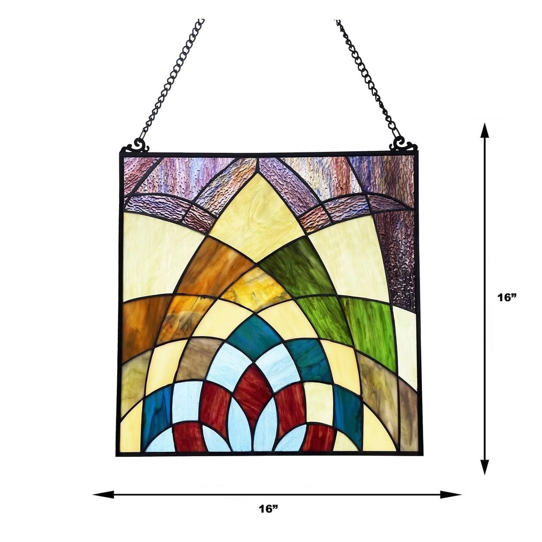 16" Stained Glass Hanging Window Pane Panel Suncatcher - 7