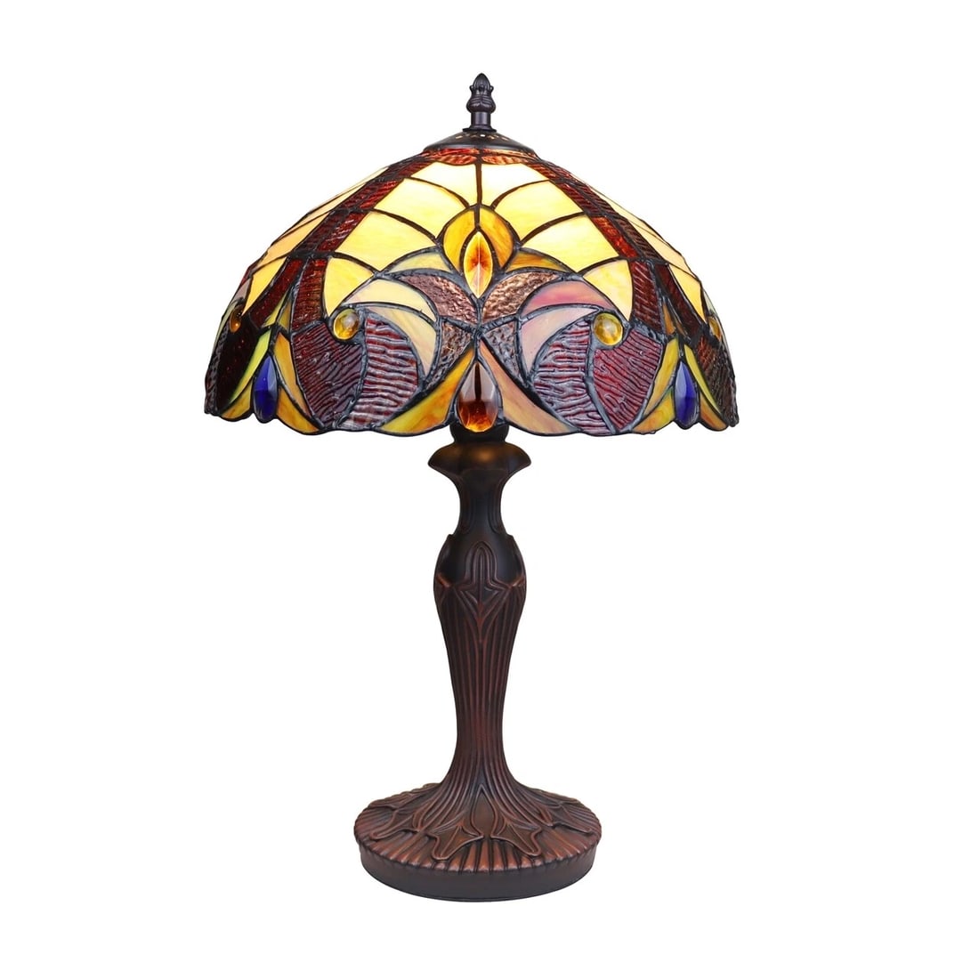 18.3" 1 light Stained Glass Table Lamp: 18.3" Tall x 12" Illuminate your space with the timeless beauty of our reproduction stained glass table Lamp. This exquisite lamp features a hand-made stained glass shade. These captivating reproducti
