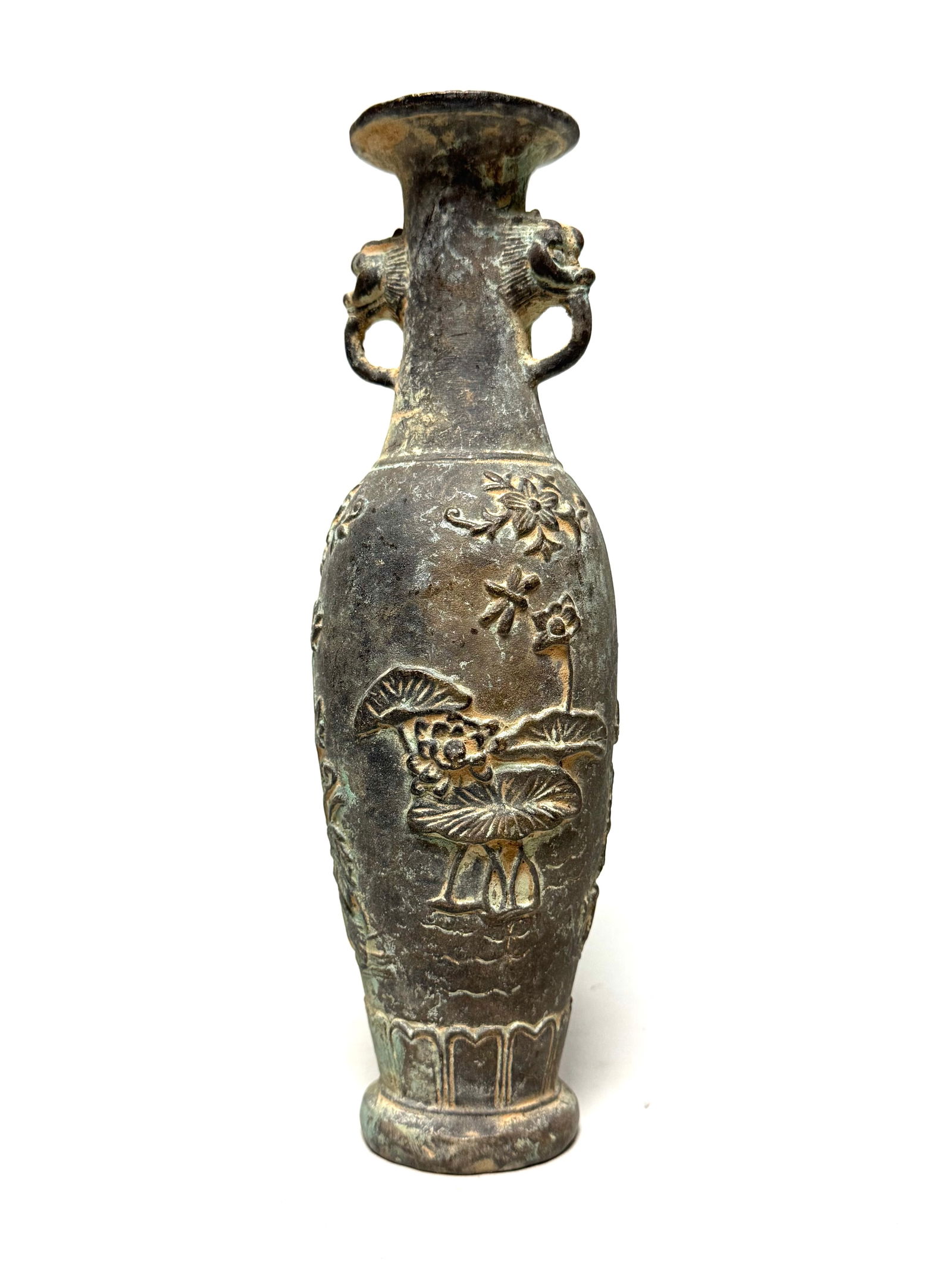 Chinese bronze vase with Lotus and Koi - China - 2