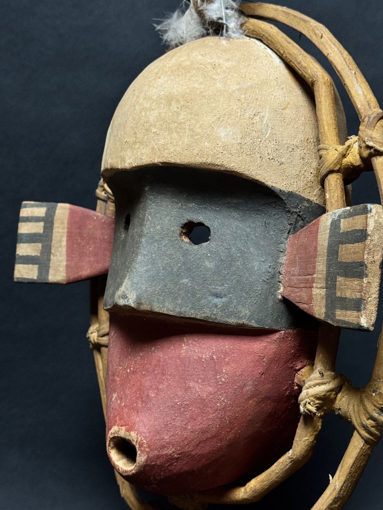 Yupik Mask with feathers made by the Inuit People who live on the West Coast of Alaska. - 7