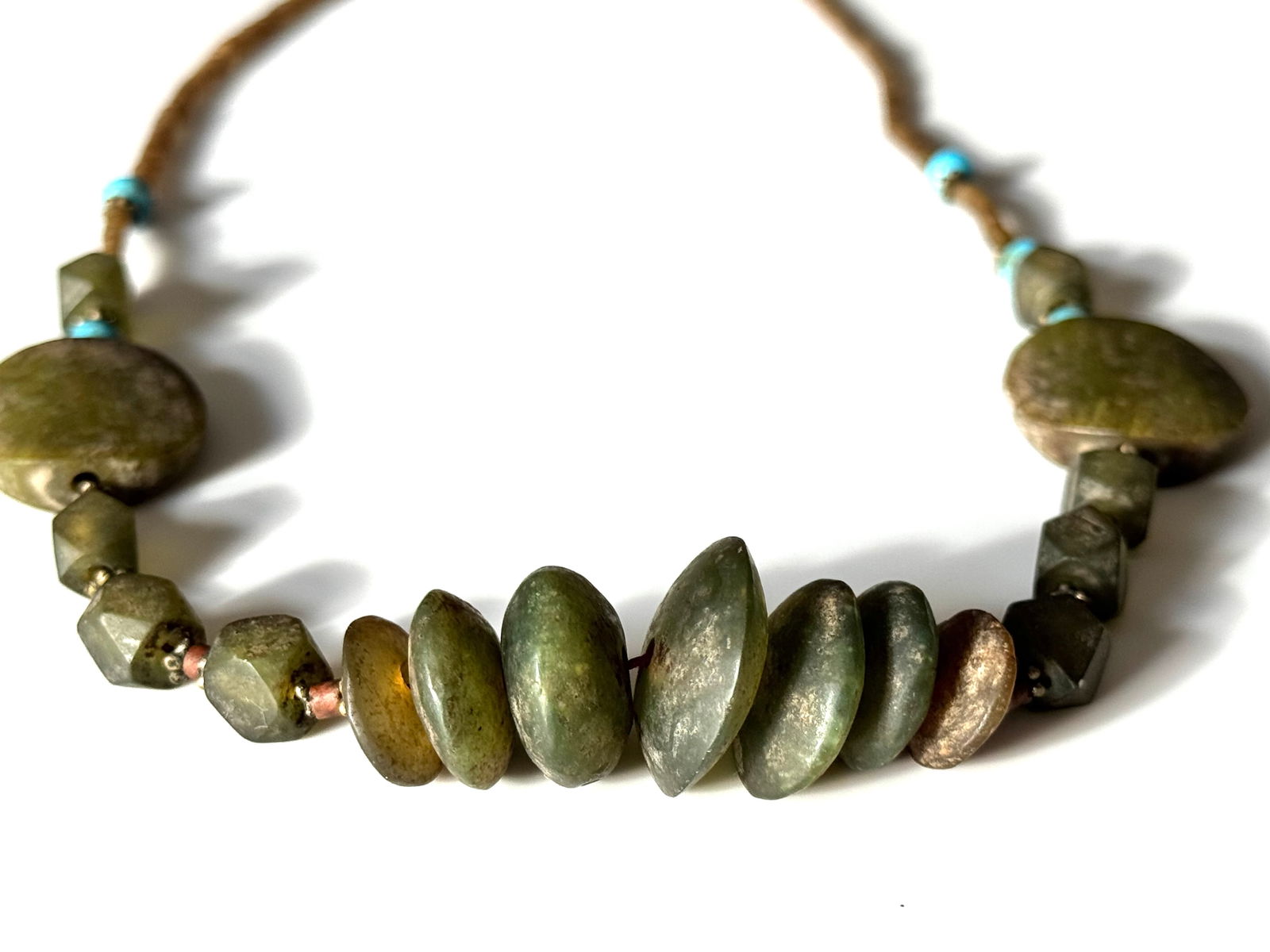 Vintage Afghanistan Jade and Nefrit Beaded Necklaces - 7