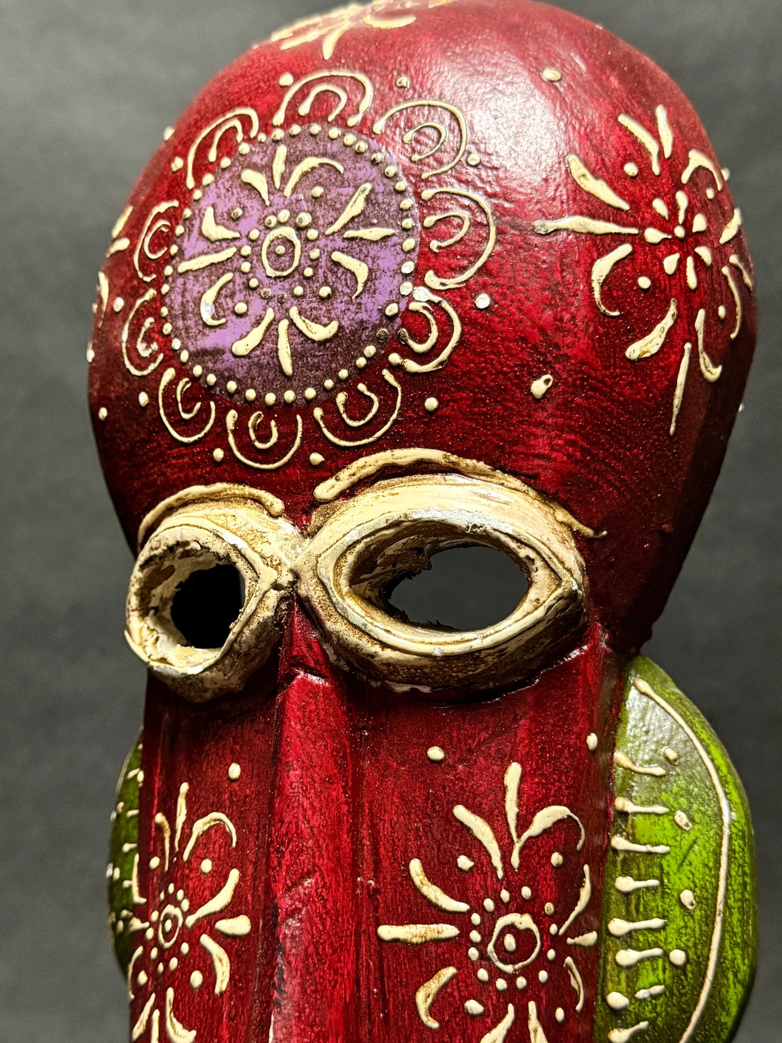 Indian Handicrafts Tribal Art Hand-Carved & Painted Wooden Mask - 10