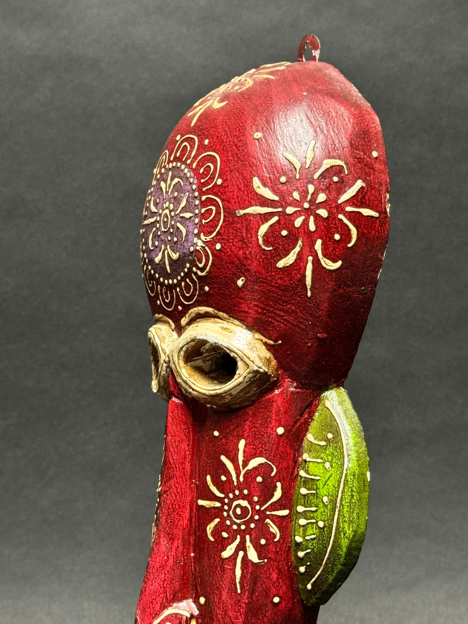 Indian Handicrafts Tribal Art Hand-Carved & Painted Wooden Mask - 9