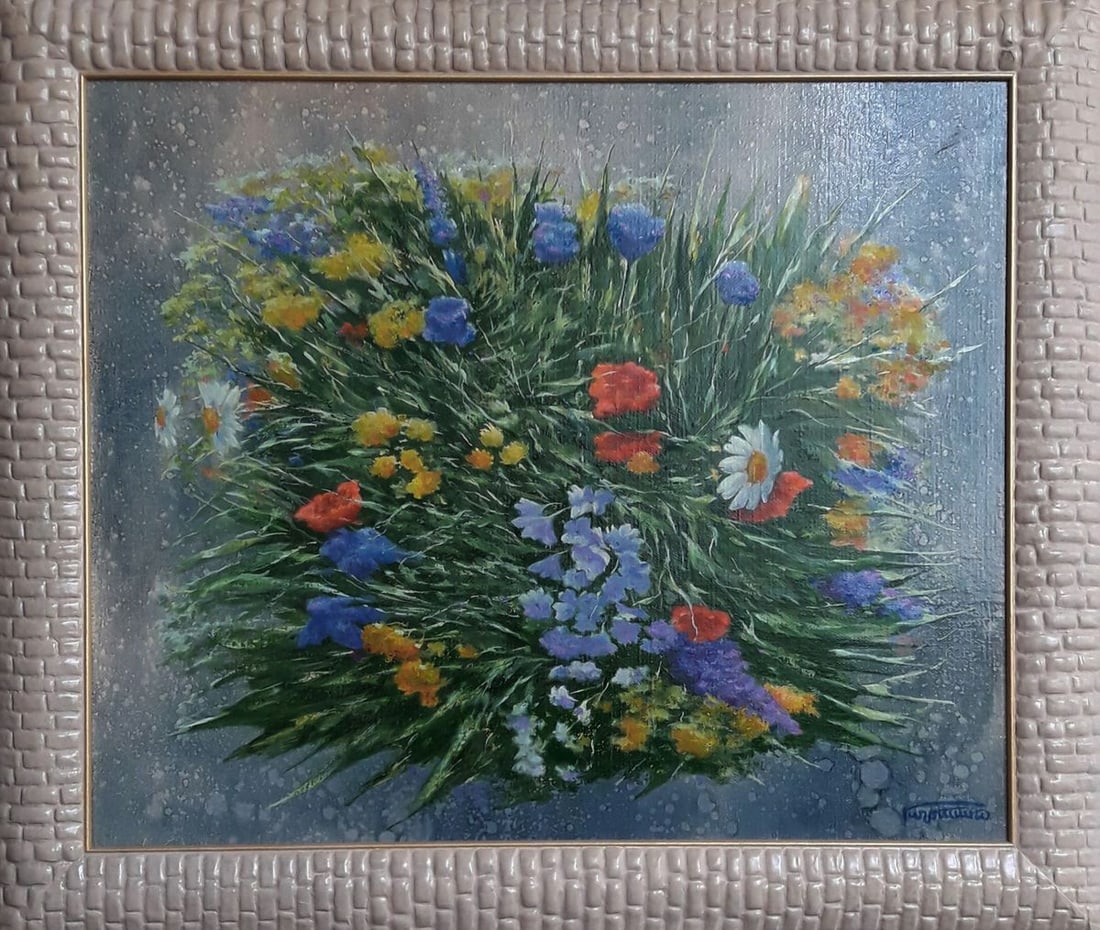 Oil painting Bouquet of flowers Vasily Korkishko: Title: Oil painting Bouquet of flowers Vasily Korkishko Description: №Kork 260 *** ABOUT THIS PAINTING *** TITLE: "Bouquet of flowers" ARTISTS: Vasily Korkishko SIZE: 50x60 cm/'19.68x23.62