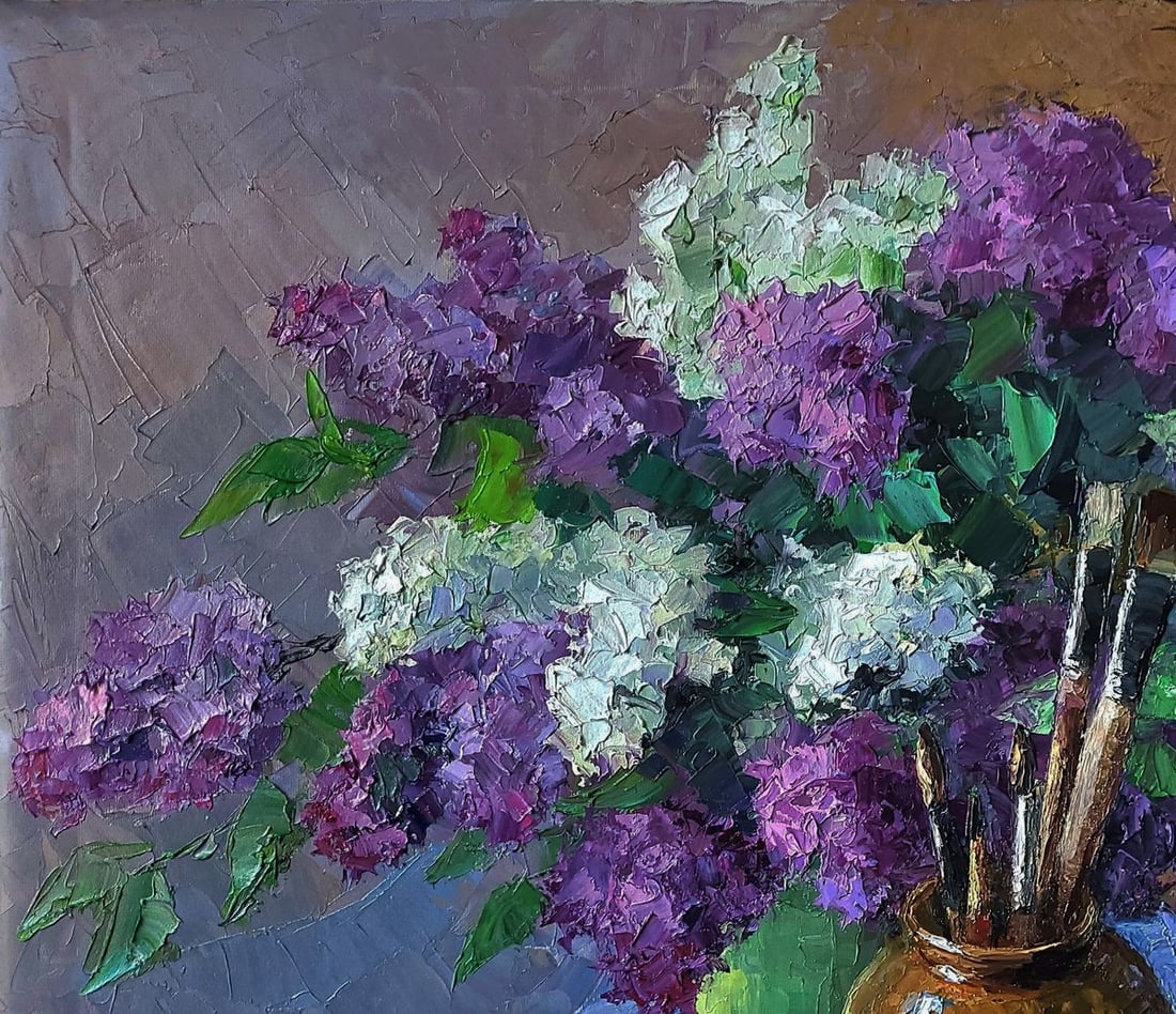 Oil painting Still life with lilac Boris Serdyuk - 4