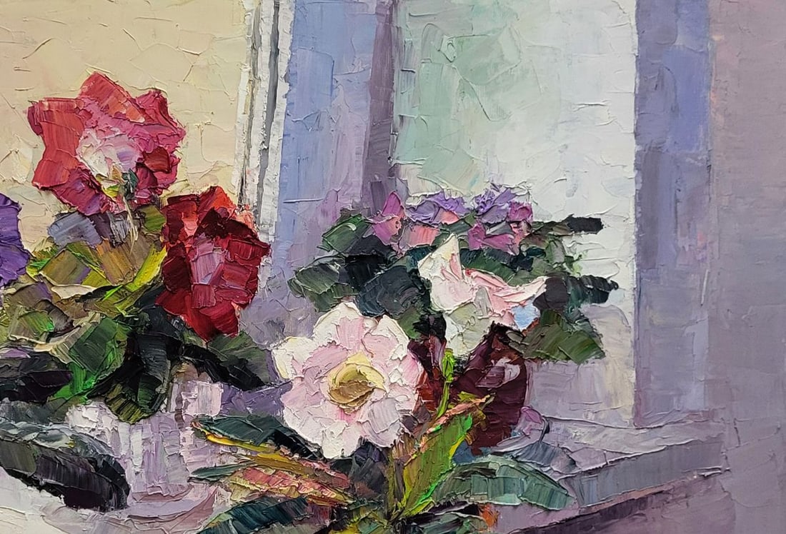 Оil painting Gloxinia in a vase Boris Serdyuk - 5