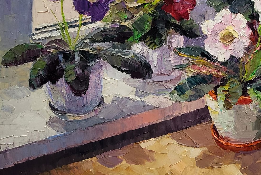 Оil painting Gloxinia in a vase Boris Serdyuk - 6