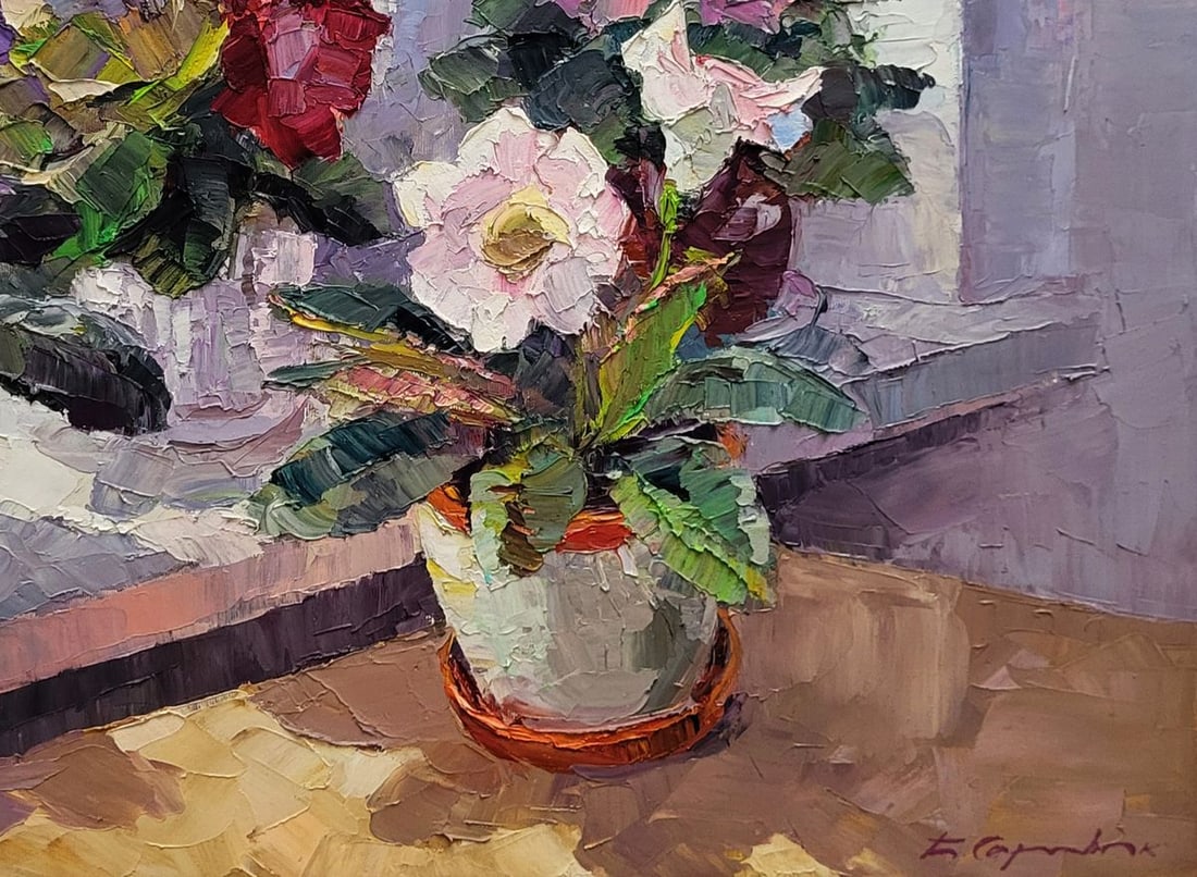 Оil painting Gloxinia in a vase Boris Serdyuk - 7