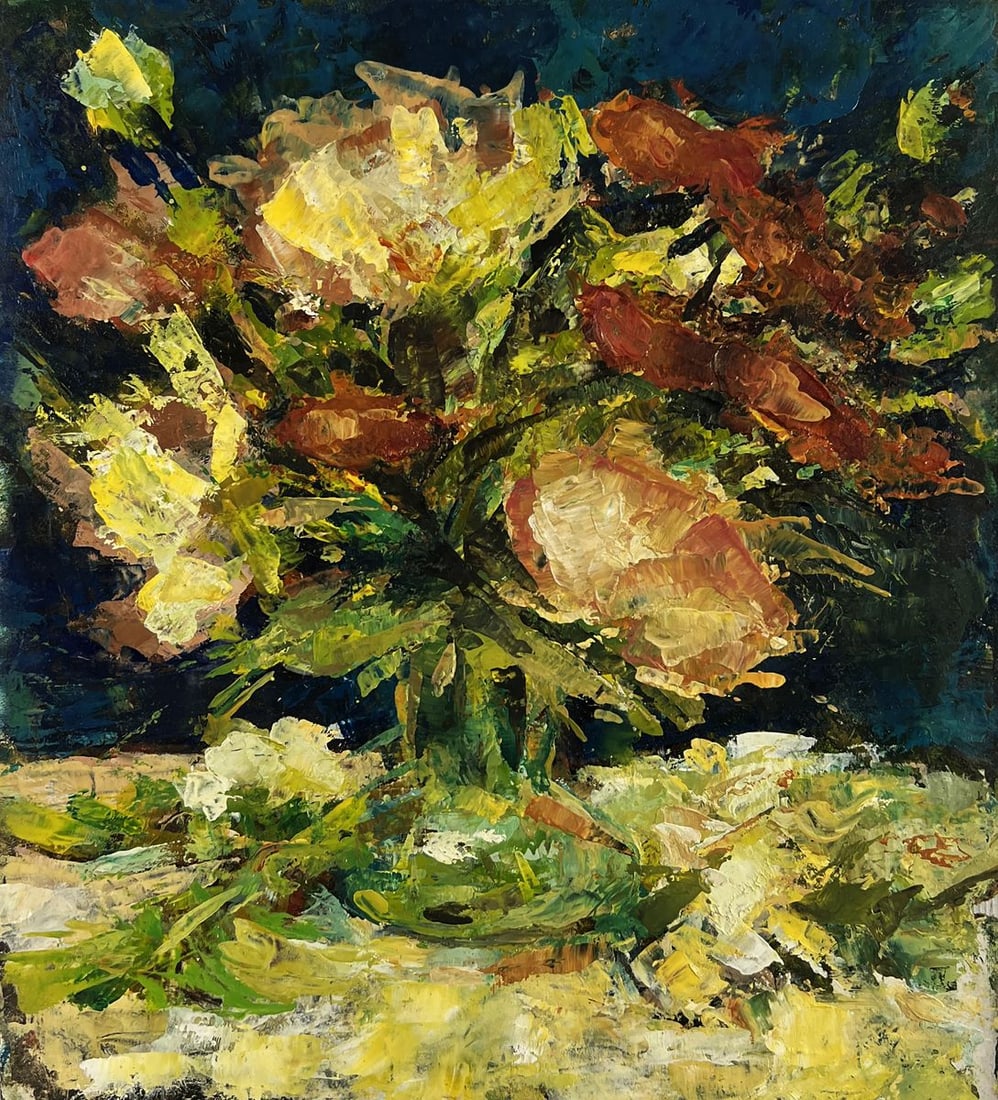 Oil painting A bouquet of flowers on the table Vadim Aksenov
