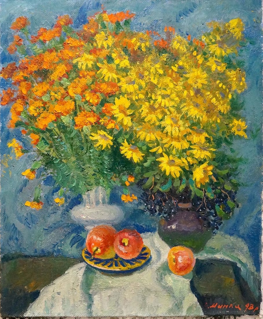 Oil painting Minka Alexander Fedorovich: Title: Oil painting Minka Alexander Fedorovich Description: №Verns 876 *** ABOUT THIS PAINTING *** TITLE: "Flowers" ARTISTS: Mynka (Minka) Alexander Fedorovich SIZE: 50x60 cm/'19.68x23.62 inches