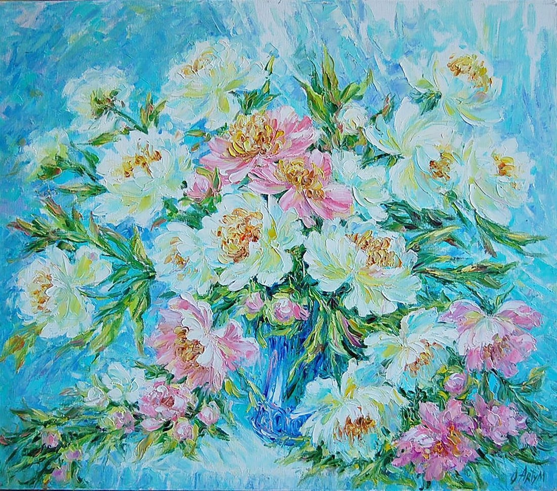 Oil painting Luxurious peonies Kotmin Olga: Title: Oil painting Luxurious peonies Kotmin Olga Description: №Kotmin 64 *** ABOUT THIS PAINTING *** TITLE: "Luxurious peonies" ARTISTS: Kotmin Olga SIZE: 65x75 cm/'25.59x29.52 inches' 