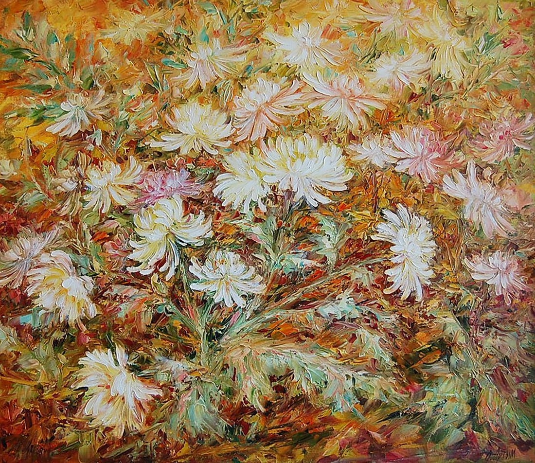 Oil painting Chrysanthemum paradise Kotmin Olga: Title: Oil painting Chrysanthemum paradise Kotmin Olga Description: №Kotmin 108 *** ABOUT THIS PAINTING *** TITLE: "Chrysanthemum paradise" ARTISTS: Kotmin Olga SIZE: 70x80 cm/'27.55x31.49 inche