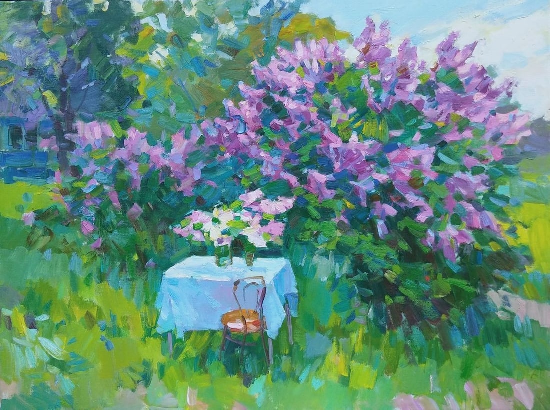 Oil painting Lilac blossoms Tepeta Miacheslav: Title: Oil painting Lilac blossoms Tepeta Miacheslav Description: №Tep 5 *** ABOUT THIS PAINTING *** TITLE: "Lilac blossoms" ARTISTS: Tepeta Miacheslav SIZE: 60x80 cm/'23.62x31.49 inches' MEDIUM