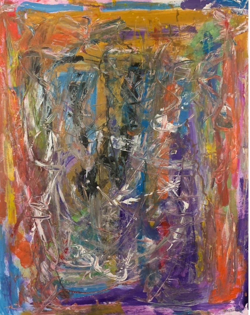 Gbemileke Blessing Adegboro, The Way I'm Feeling - 21st Century, Contemporary, Abstract, Mixed: Creator: Gbemileke Blessing Adegboro (1993, Nigerian) Creation Year: 2025 Dimensions: Height: 30 in (76.2 cm)Width: 24.4 in (61.98 cm)Depth: 1 in (2.54 cm) Medium: Canvas,Charcoal,Ink,Acrylic Movement