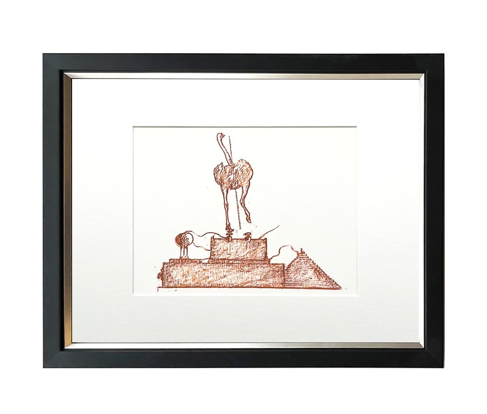 Max Ernst Original Lithograph No ostrich lives on mince pies 1970 Framed: Title: Max Ernst Original Lithograph No ostrich lives on mince pies 1970 Framed Description: Artist: Max Ernst Country: Germany / France Title: No ostrich lives on mince pies Medium: Original