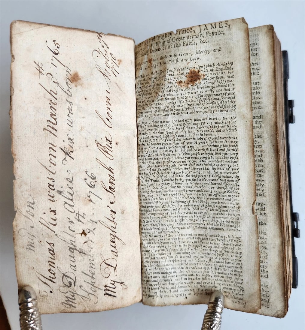 1681 BIBLE in ENGLISH antique OLD & NEW TESTAMENT BINDING w/METAL CORNER PIECES - 13