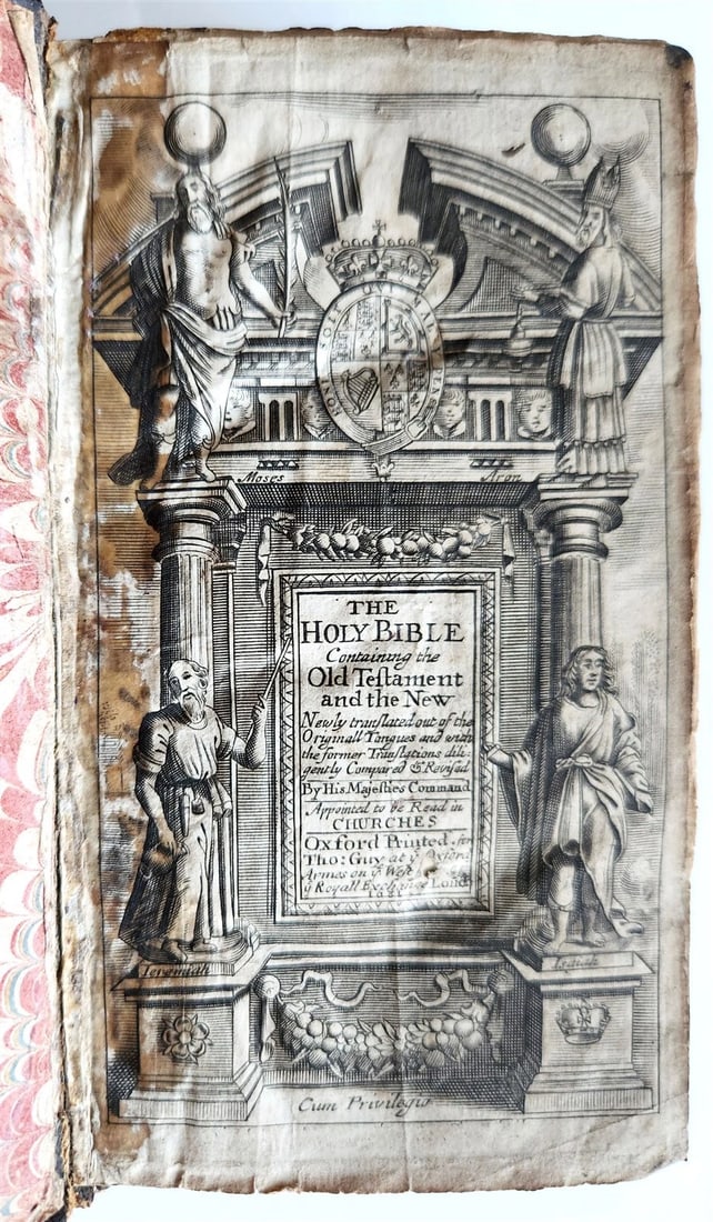 1681 BIBLE in ENGLISH antique OLD & NEW TESTAMENT BINDING w/METAL CORNER PIECES - 2