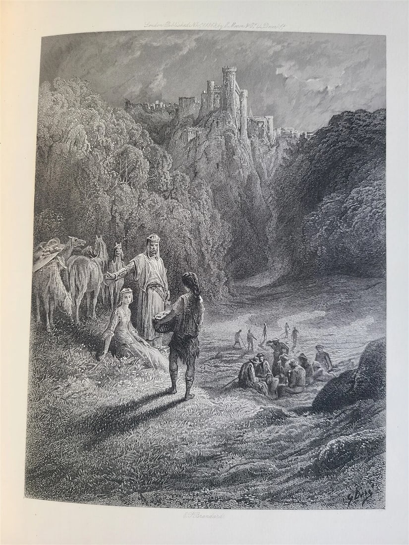1868 GUSTAVE DORE ILLUSTRATED ENID by ALFRED TENNYSON antique FOLIO poetry - 12