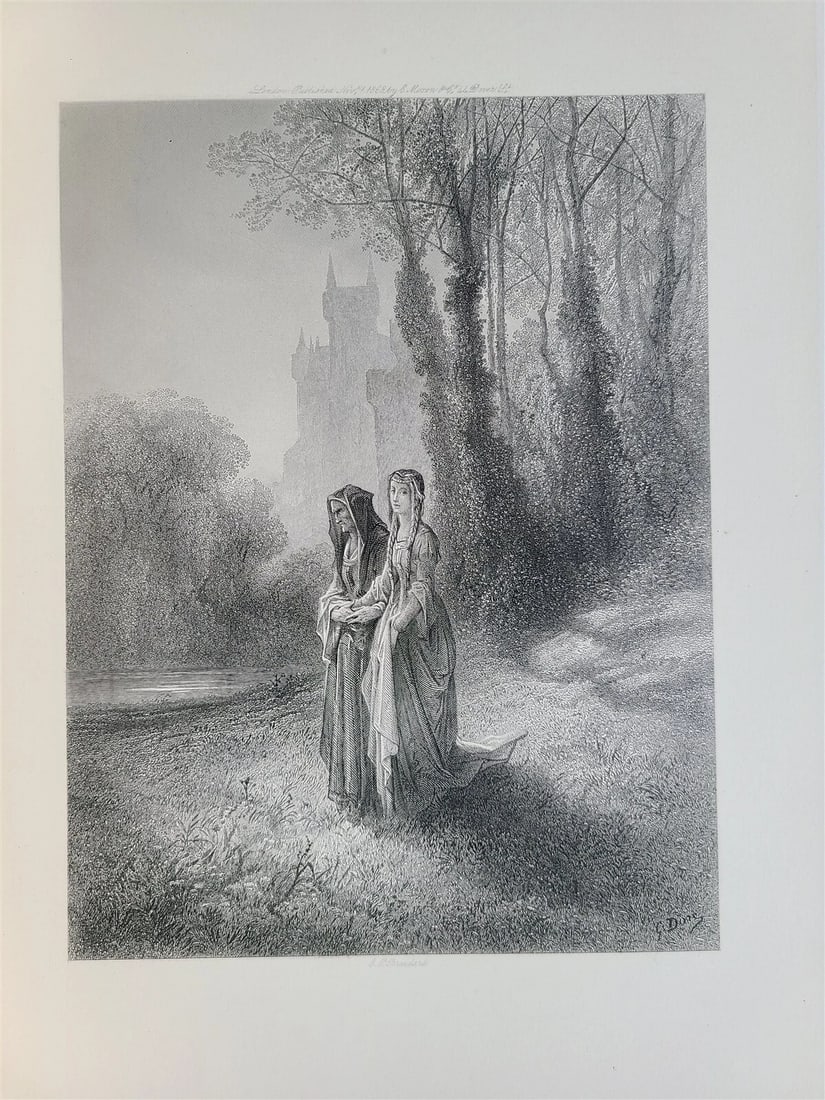 1868 GUSTAVE DORE ILLUSTRATED ENID by ALFRED TENNYSON antique FOLIO poetry - 4
