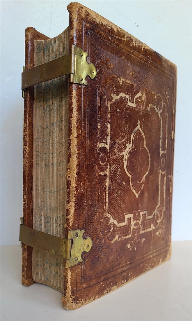 1870 BIBLE in GERMAN ILLUSTRATED Philadelphia AMERICANA antique w/ CLASPS - 3