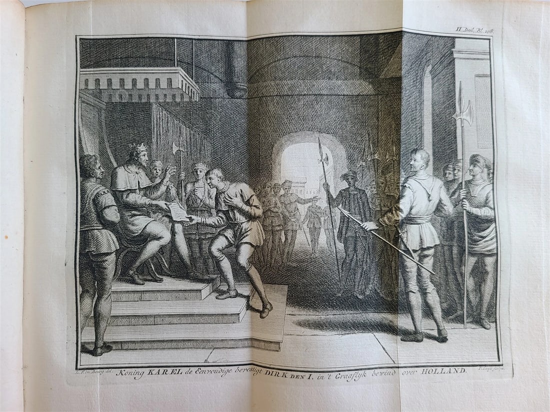 1752-1759 NETHERLANDS HISTORY 21 volumes antique ILLUSTRATED w/MAPS VELLUM BOUND - 11