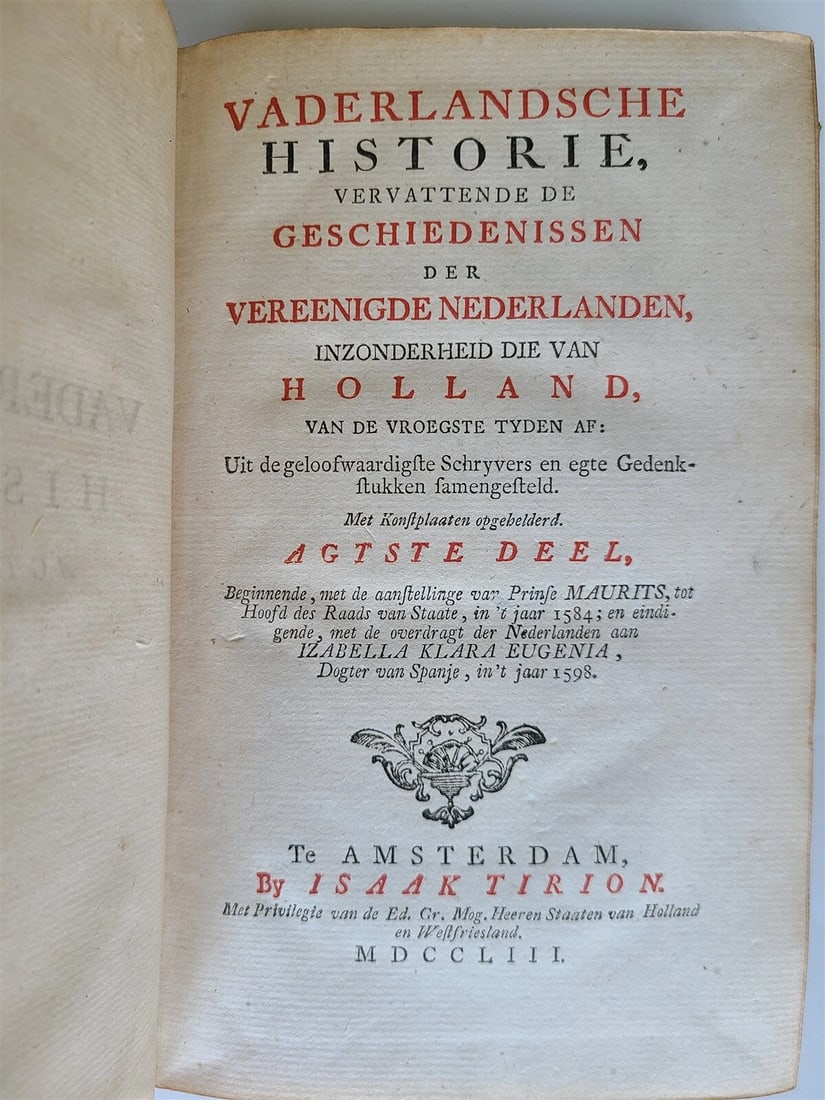 1752-1759 NETHERLANDS HISTORY 21 volumes antique ILLUSTRATED w/MAPS VELLUM BOUND - 3